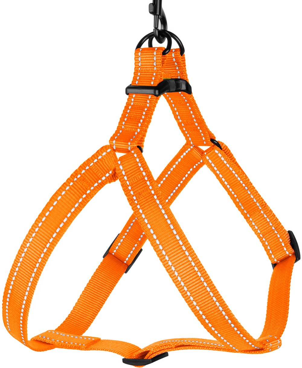 Reflective Step-in Dog Harness - Adjustable & Comfortable for Small Medium Large Dogs - Outdoor Walking, Jogging & Night Safety - Orange (Small) - Perfect for Puppies & Active Pets