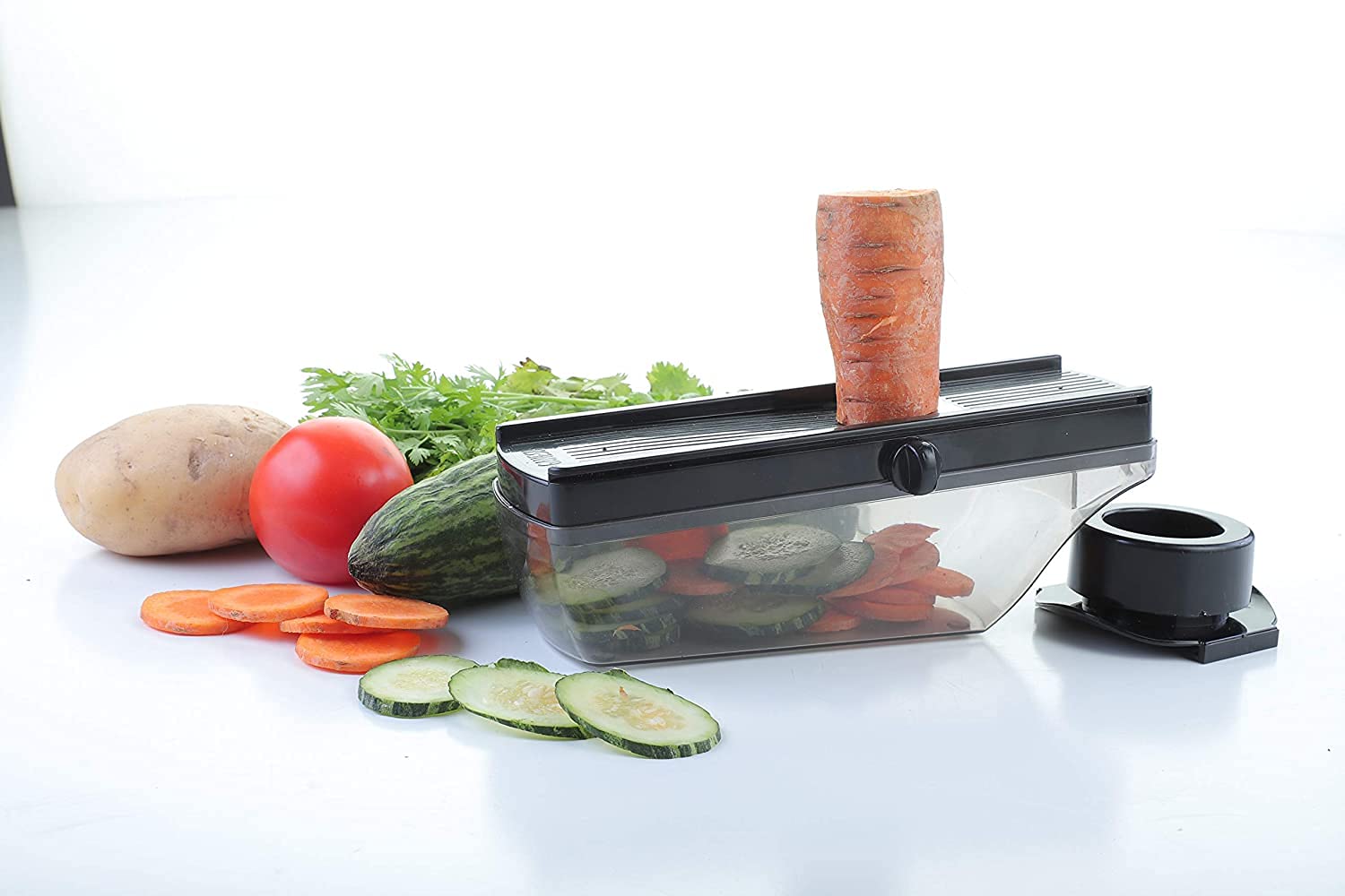Premium Ganesh Plastic Vegetable Slicer Cutter - Black | Multi-Purpose Kitchen Tool for Chopping, Dicing & Slicing Vegetables | Perfect for Salads, Stir-Fries & Meal Prep