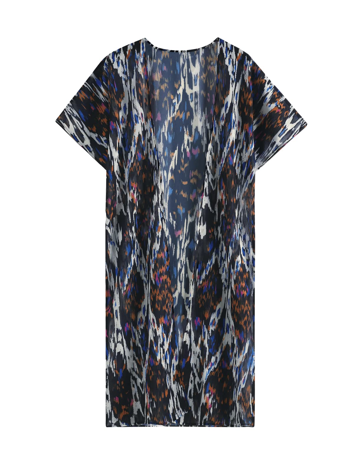 MayBuy Women's Summer Long Flowy Kimono Cardigan - Lightweight Boho Chiffon Beach Cover Up Top for Vacation, Poolside, and Outdoor Wear