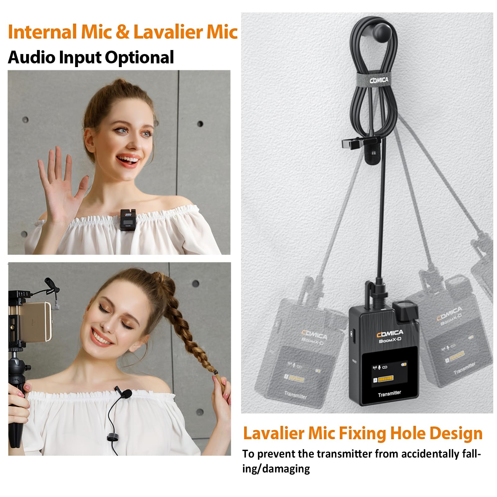 COMICA BoomX-D1 2.4G Wireless Lavalier Microphone System - Compact Lapel Mic with 1 Transmitter & 1 Receiver for Smartphone, Camera, Podcast, Interview, YouTube & Facebook Live - Perfect for Vlogging, Online Teaching & Live Streaming