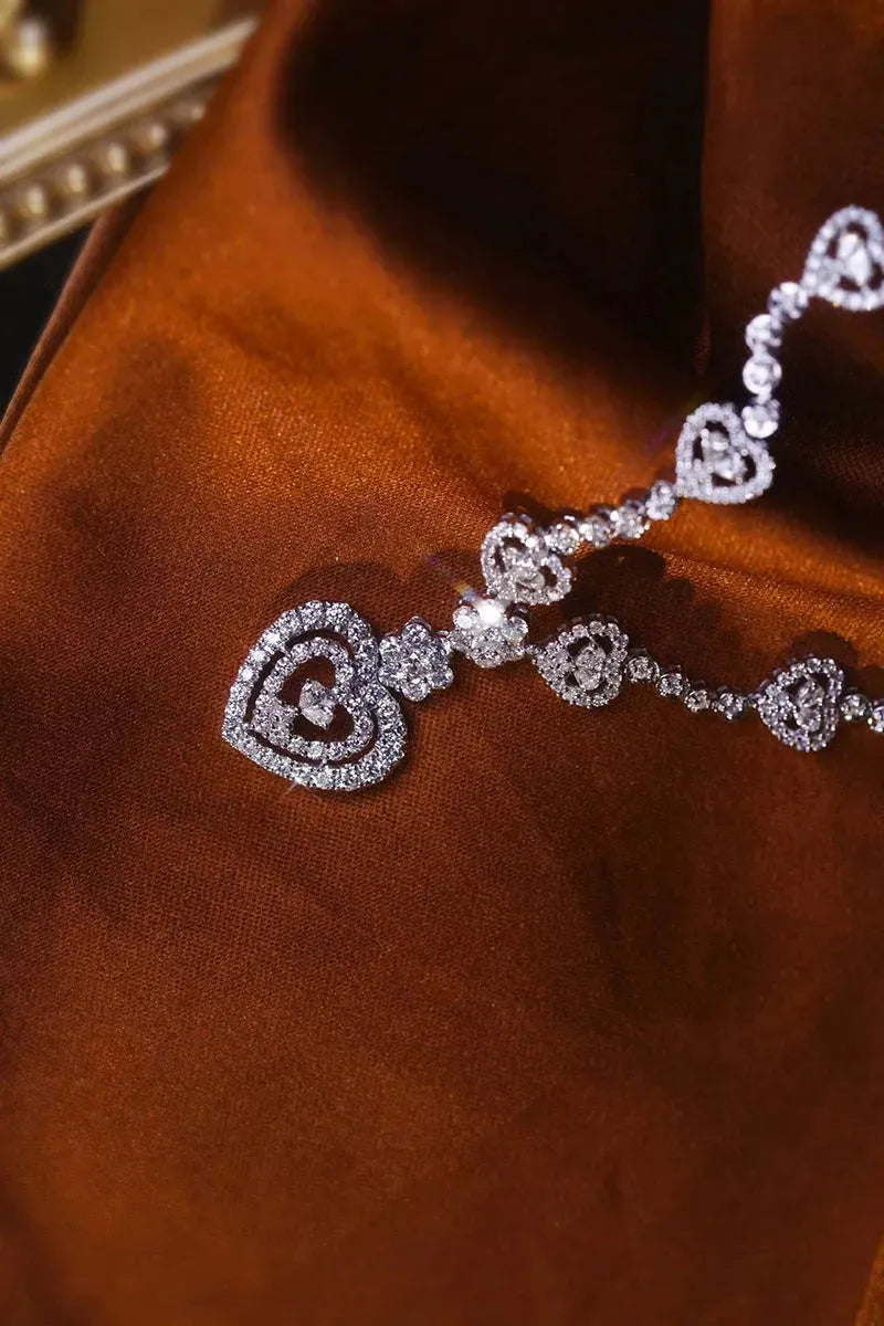 18K White Gold Vintage Palace Style Diamond Necklace for Women - 5.3 Carat Real Natural Diamond Wedding Jewelry | Perfect for Bridal, Anniversary, and Special Occasion Gifts