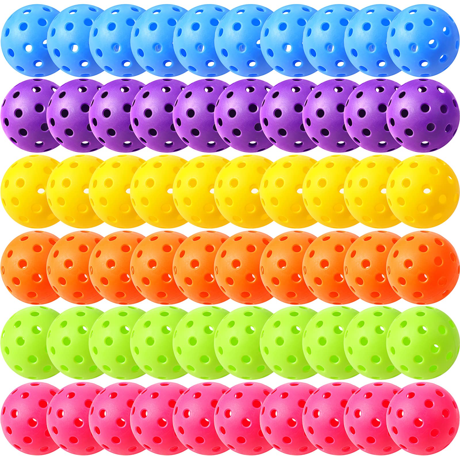 Tradder 60 Pcs Plastic Practice Baseballs Bulk - 40 Holes Multi-Color Training Balls for Baseball & Golf (2.9 Inches) - Perfect for Indoor/Outdoor Tournaments, Paddle Sports & Youth Practice