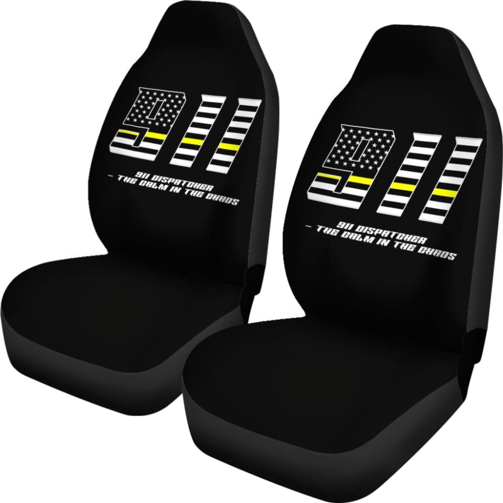 911 Dispatchers The Chaos Voice In The Dark Thin Yellow Line Car Seat Covers 213003 - Premium Custom Seat Covers for Police, EMS & First Responders - Perfect for Patrol Cars & Emergency Vehicles