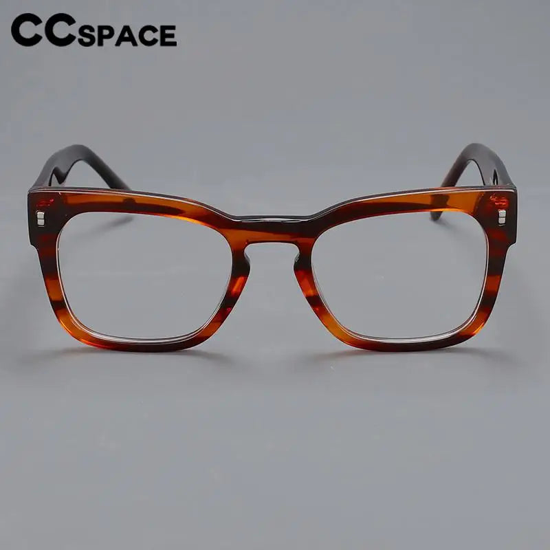 CCspace Unisex Full Rim Square Cat Eye Acetate Eyeglasses 57232 - Stylish Retro Frame for Men & Women - Perfect for Reading, Fashion, and Office Wear