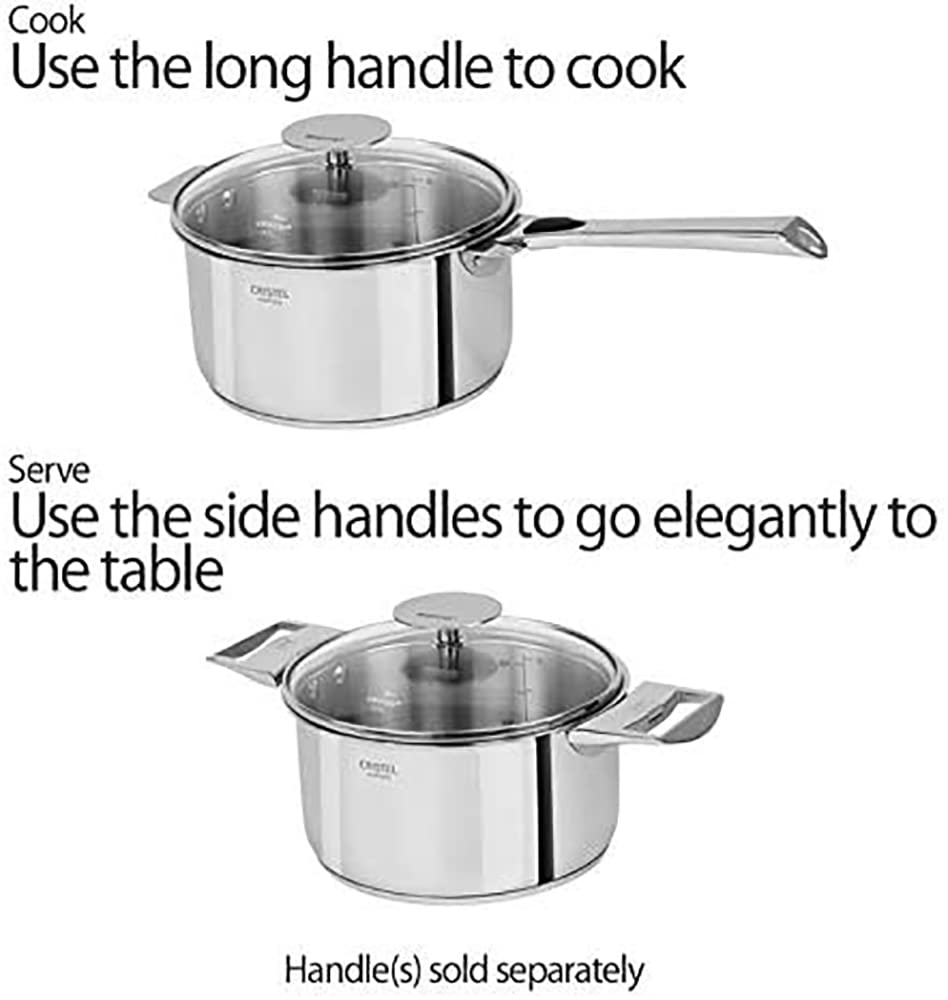 Premium Cristel Strate L 3.5 Quart Stainless Steel Saute Pan with Tempered Glass Lid - Induction Compatible Cookware for Searing, Braising & Sauteing - Perfect for Home Chefs & Professional Kitchens