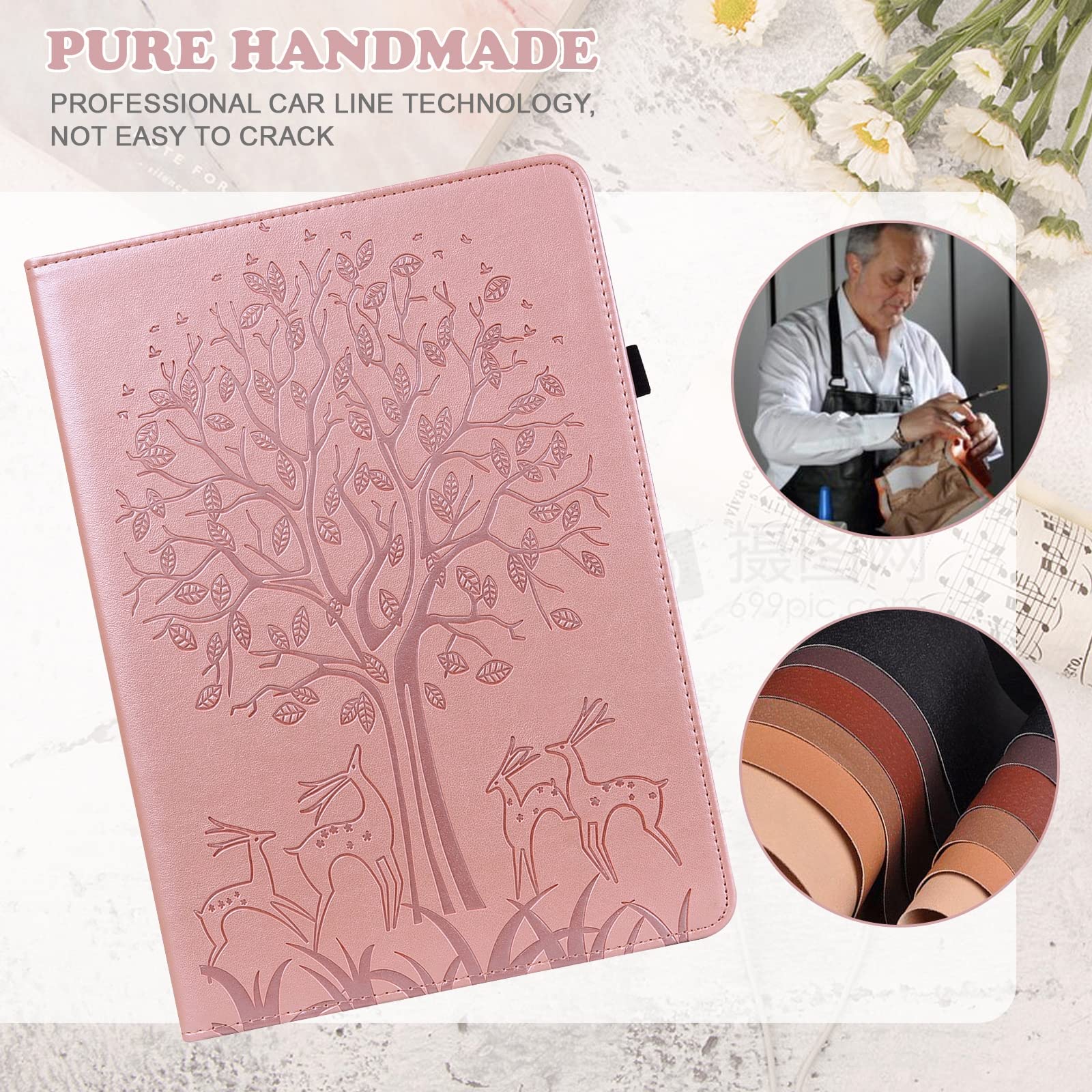 Lenovo Tab M9 Leather Tablet Case with Tree & Deer Embossed Design - Perfect for Work, Travel, and Home Use