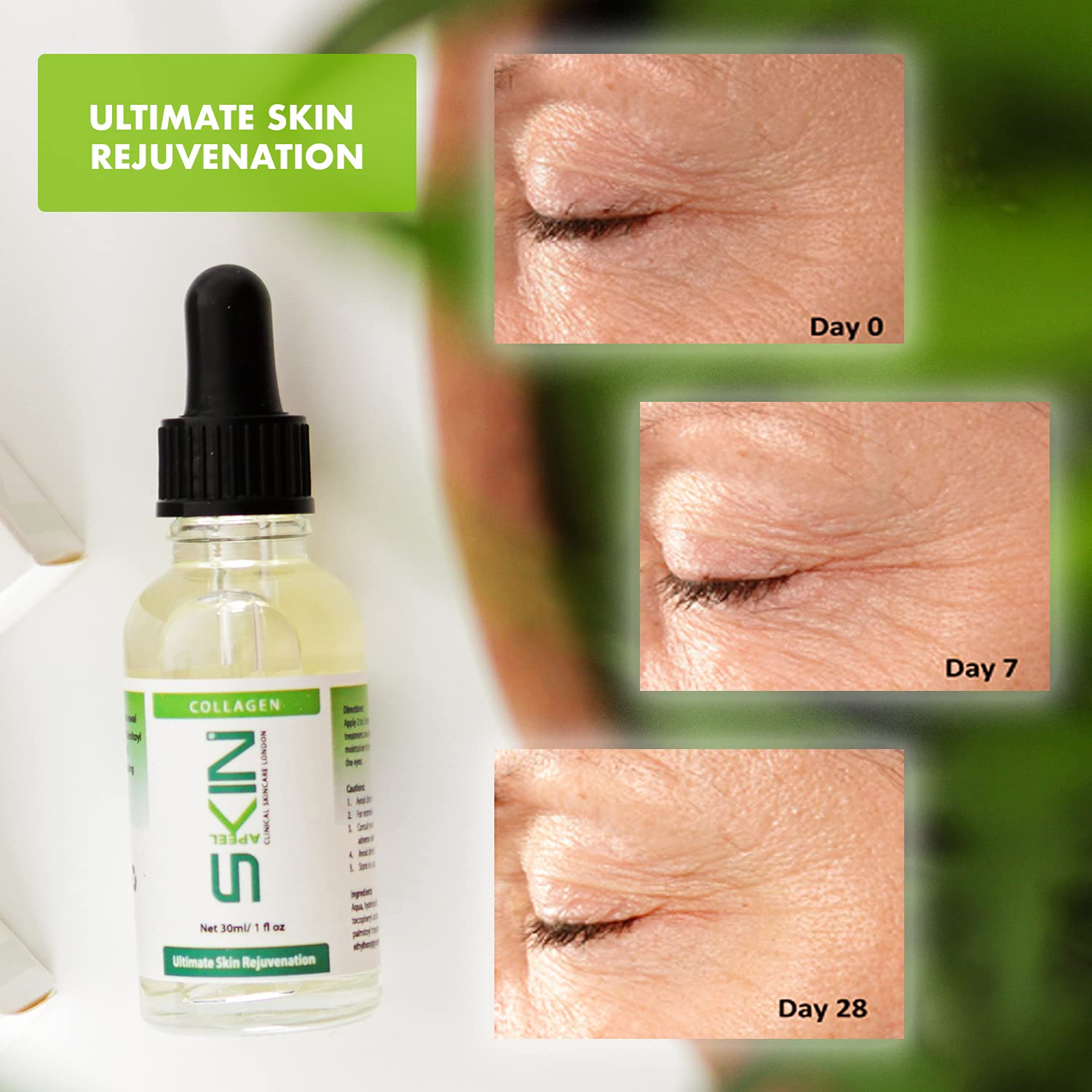 30ml Collagen Serum for Face - 1 fl. oz Anti-Aging Clinical Skincare Made in UK - Best with Microneedle Derma Roller & Stamp for Wrinkles & Fine Lines - Perfect for Night Routine & Daily Skincare Regimen