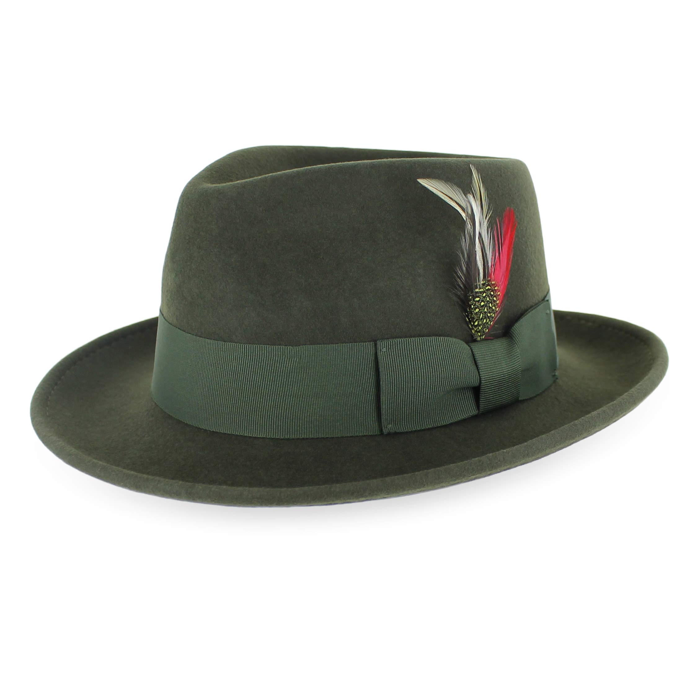 Crushable Wool Fedora Hat for Men - Stain Resistant, Black/Grey/Navy/Brown - Perfect for Outdoor & Casual Wear