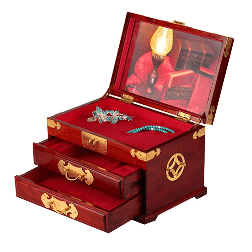 Multi-Layer Jewelry Storage Box - Large Capacity Jewelry Organizer with Portable Design (Red, 31.5×20×21.5cm) - Perfect for Travel, Home Vanity & Gift Giving