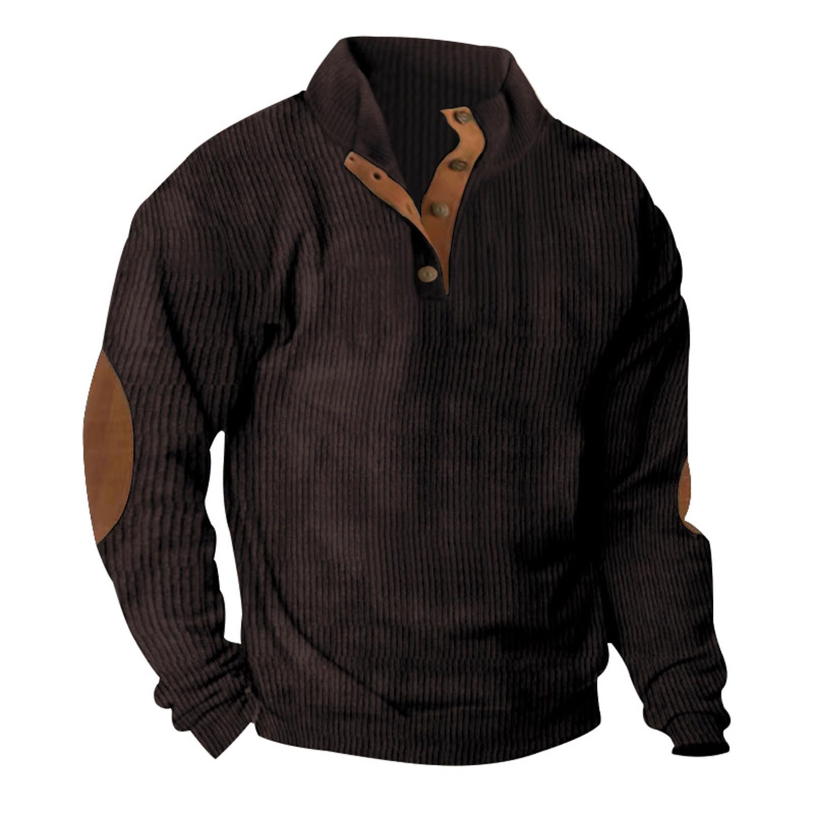ZEFOTIM Men's Lightweight Winter Pullover Sweatshirt - Stand Collar Button-Up Long Sleeve Casual Work Sweater for Men | Office Wear, Outdoor Activities & Cold Weather Comfort