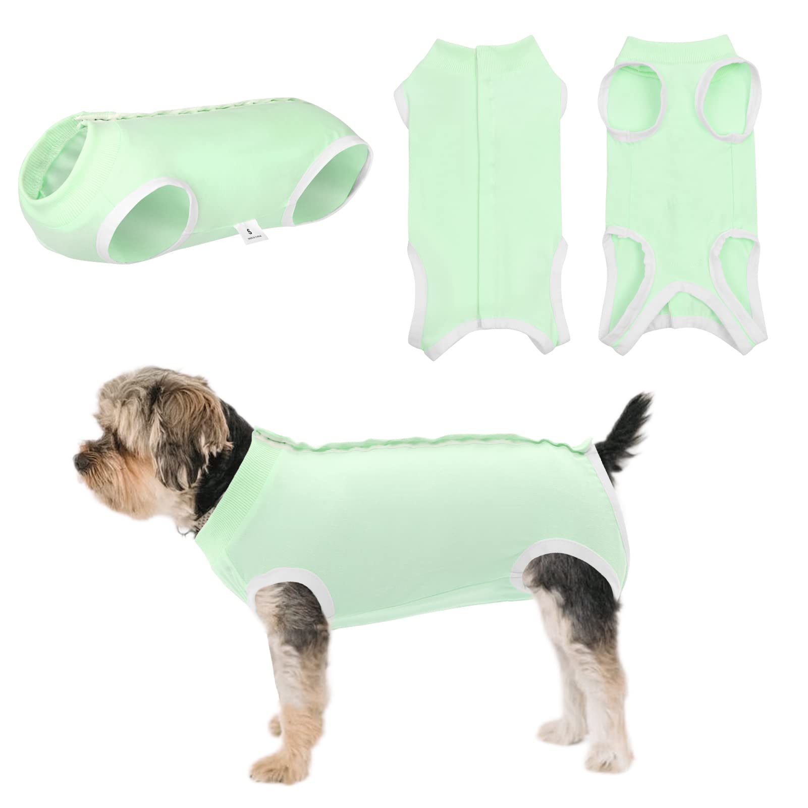 SAWMONG Dog Recovery Suit - Post-Surgery Surgical Suit for Female & Male Dogs, Soft Onesie Body Suit Alternative to E-Collar Cone (Green, Large) - Perfect for Spay/Neuter Recovery, Wound Protection & Comfort After Vet Procedures