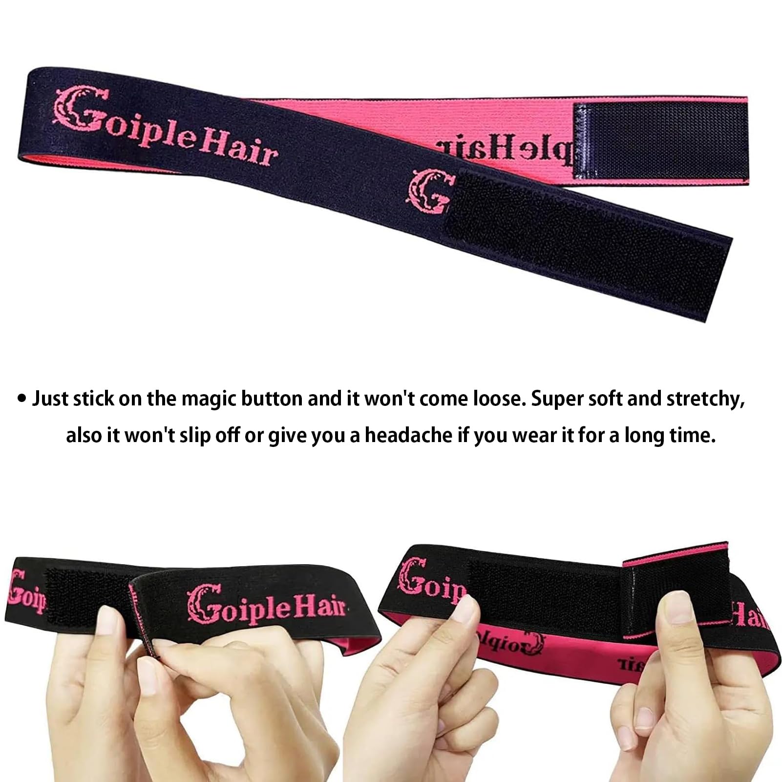 Goiple 3PCS Elastic Wig Bands for Edges - Adjustable Wig Grip Band for Secure Wig Installation (Pink) + 9PCS Hair Wax Stick Set - Perfect for Salon Styling, Cosplay & Everyday Hair Care