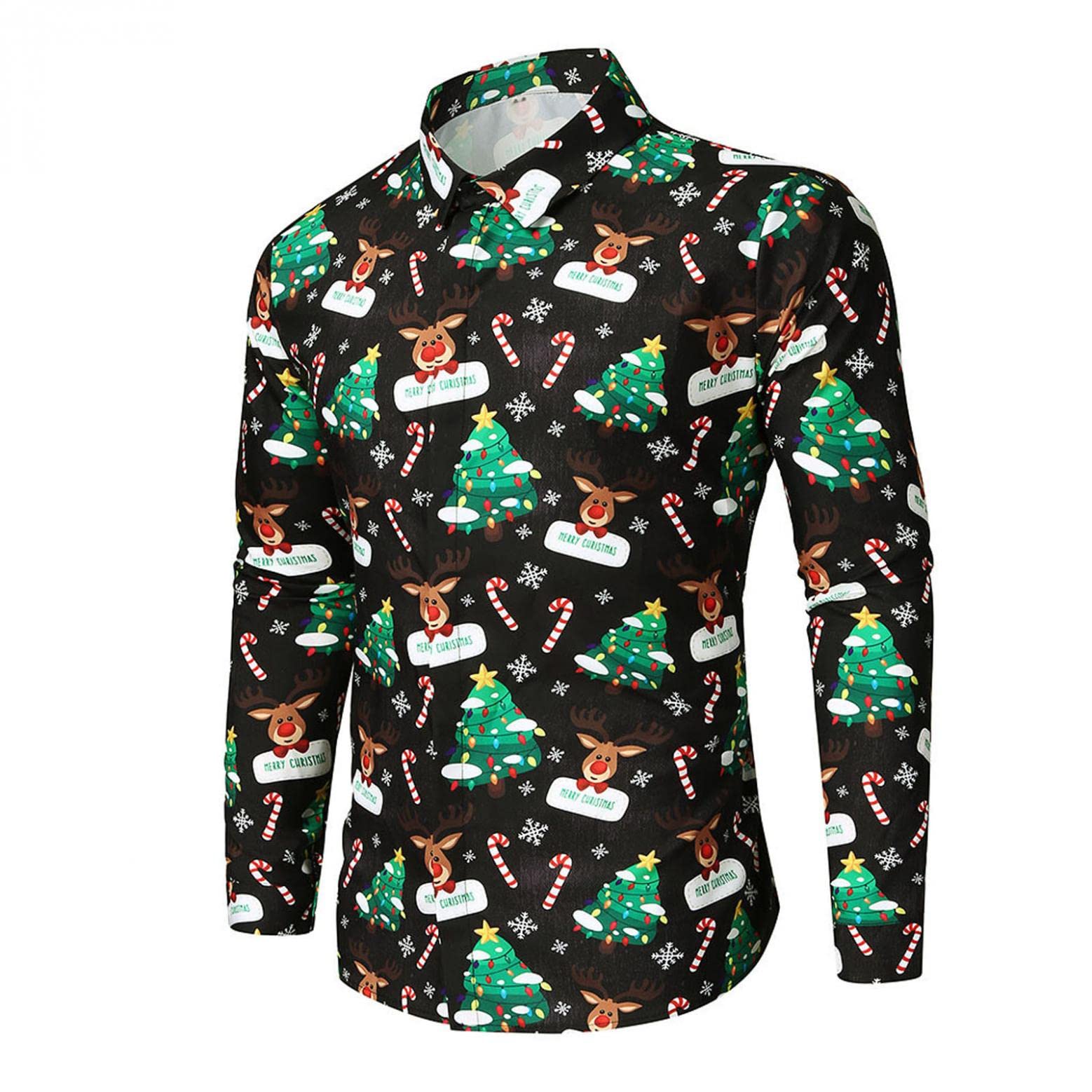 Christmas Button Down Shirts for Men - Slim Fit Casual Dress Shirts with Long Sleeves & Funny Holiday Graphic Designs | Perfect for Xmas Parties, Family Gatherings & Office Celebrations