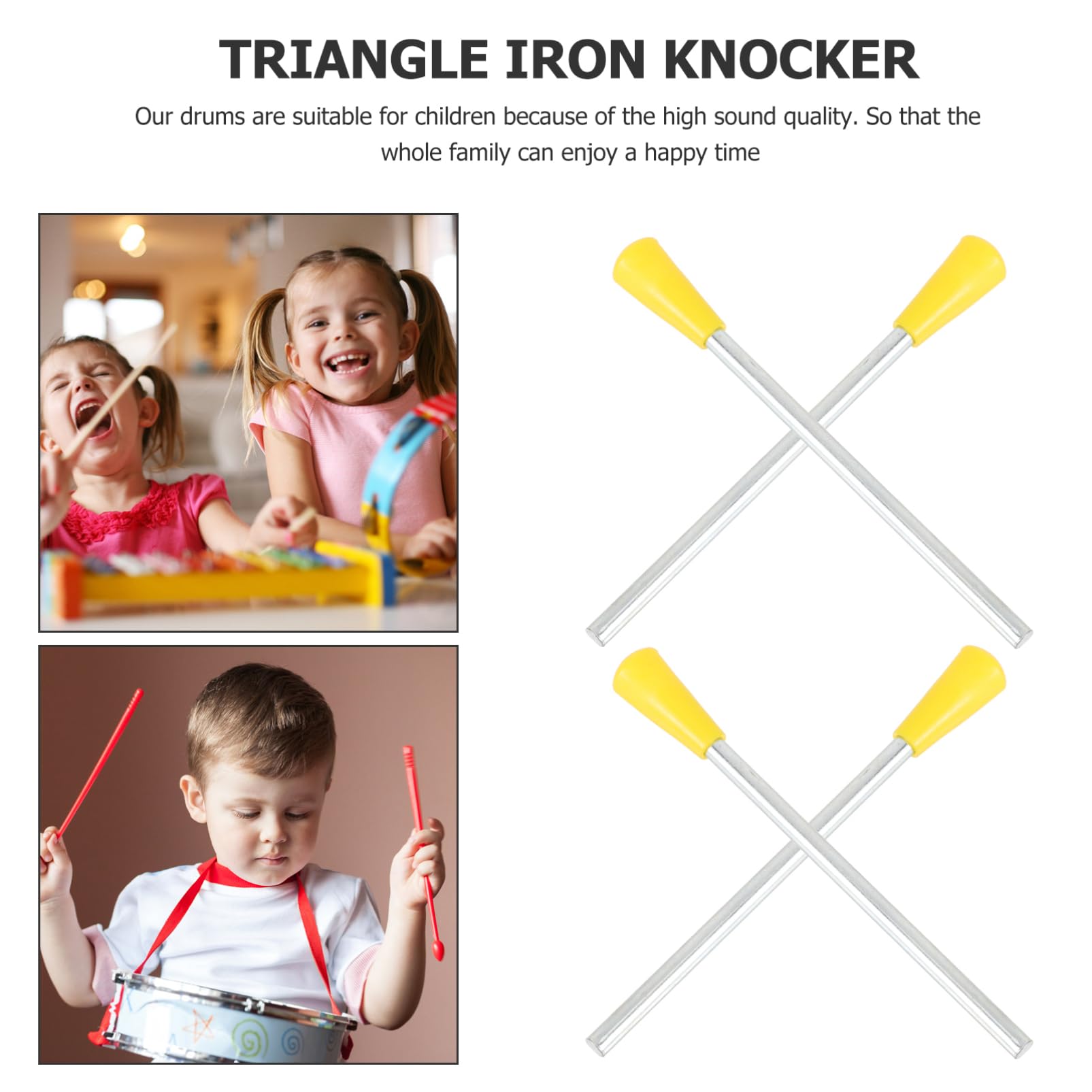 10-Piece Triangle Iron Percussion Sticks Set - Musical Instrument Mallets & Beaters for Kids - Durable Iron & Plastic Construction - Perfect for Music Education, Classroom Activities & Children's Percussion Practice