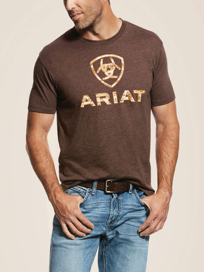 Ariat Men's Liberty USA T-Shirt - Brown Heather - Comfortable Cotton Tee for Casual Wear & Outdoor Activities