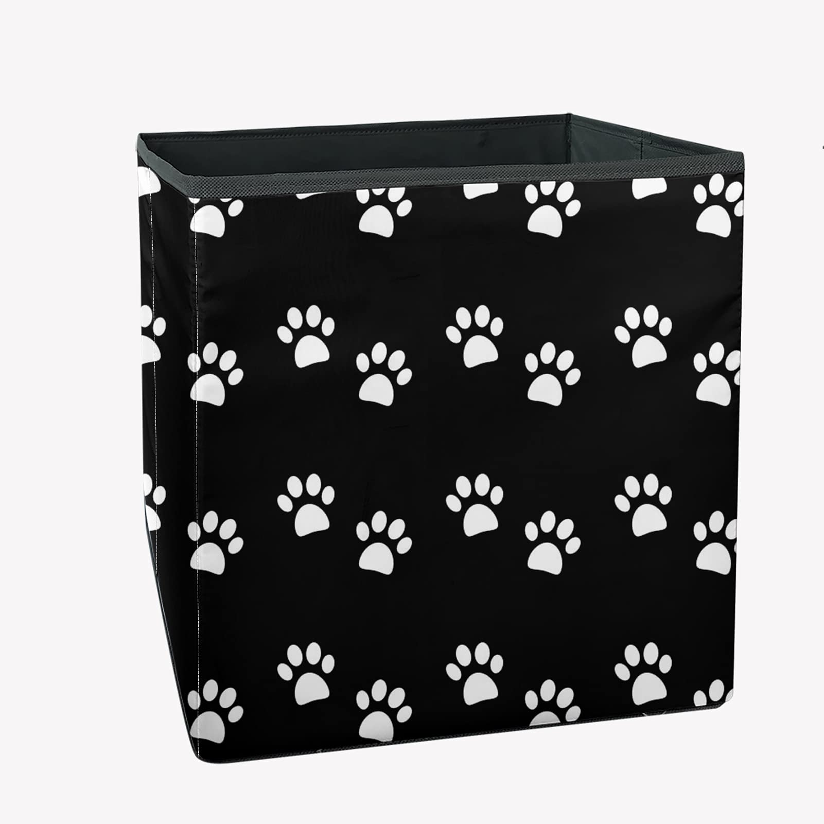 AFPANQZ Large Foldable Dog Paw Storage Bin - Collapsible Fabric Storage Basket Cube for Toys, Clothes & Home Organization - Nursery, Closet & Office Use - 13x13x13 Inches