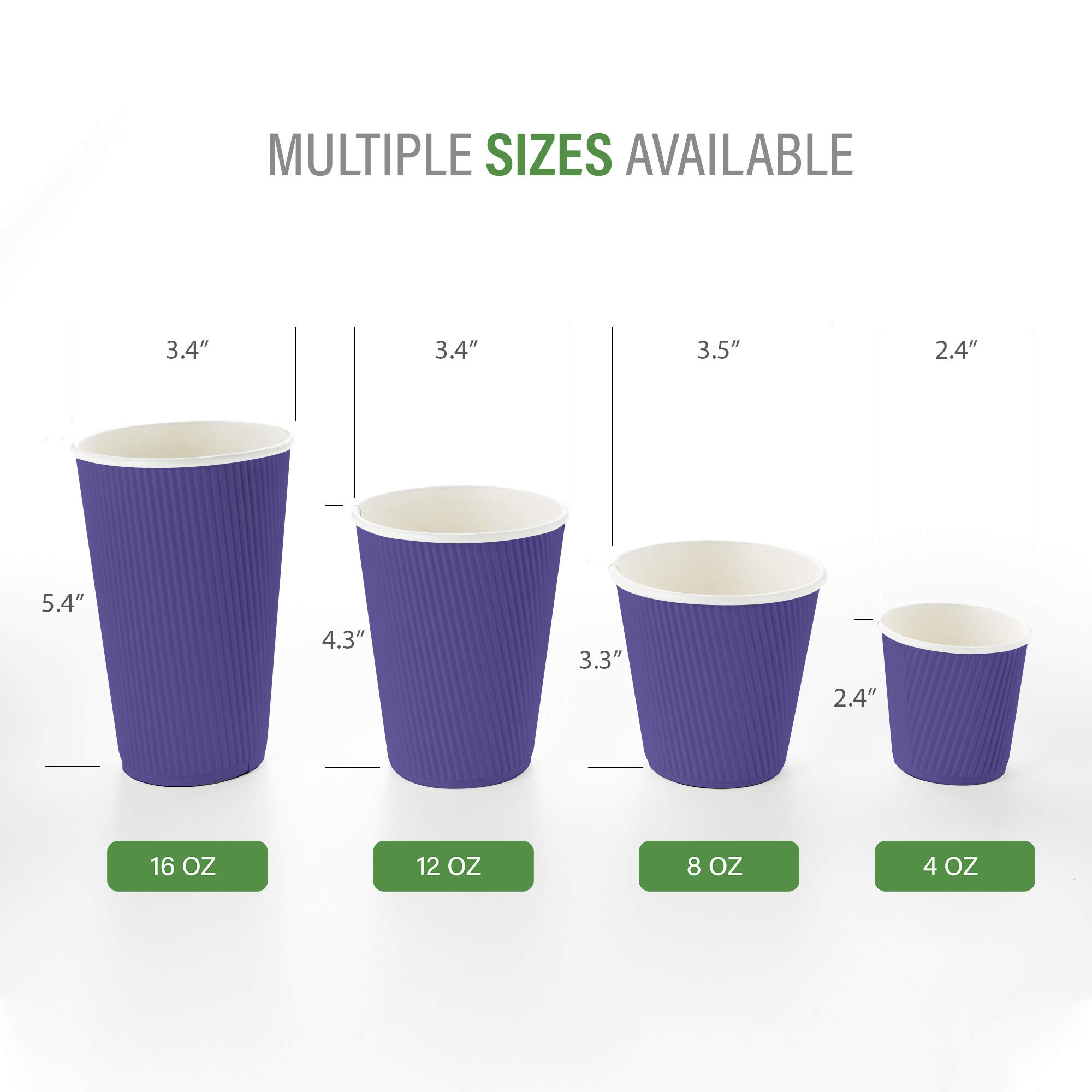4 Ounce Disposable Paper Coffee Cups - 25 Pack Leakproof Ripple Wall Hot Cups, Royal Purple, Insulated & Recyclable (Lids Sold Separately) - Perfect for Coffee Shops, Offices, and Home Use