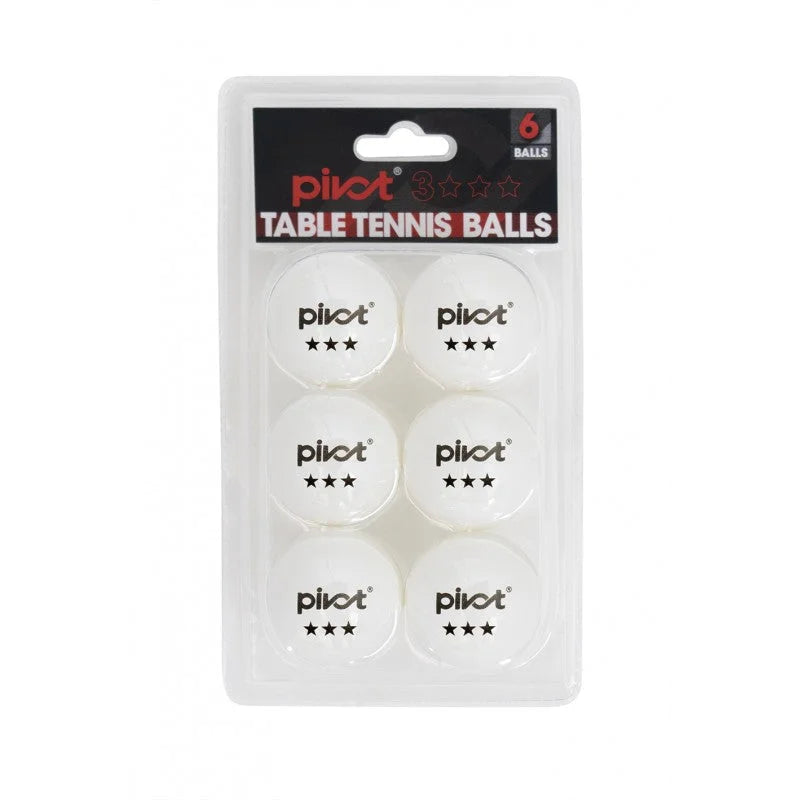PIVOT FGD6TTBW 3-Star 6-Pack White Table Tennis Balls - Premium Quality for Tournaments, Training & Recreational Play