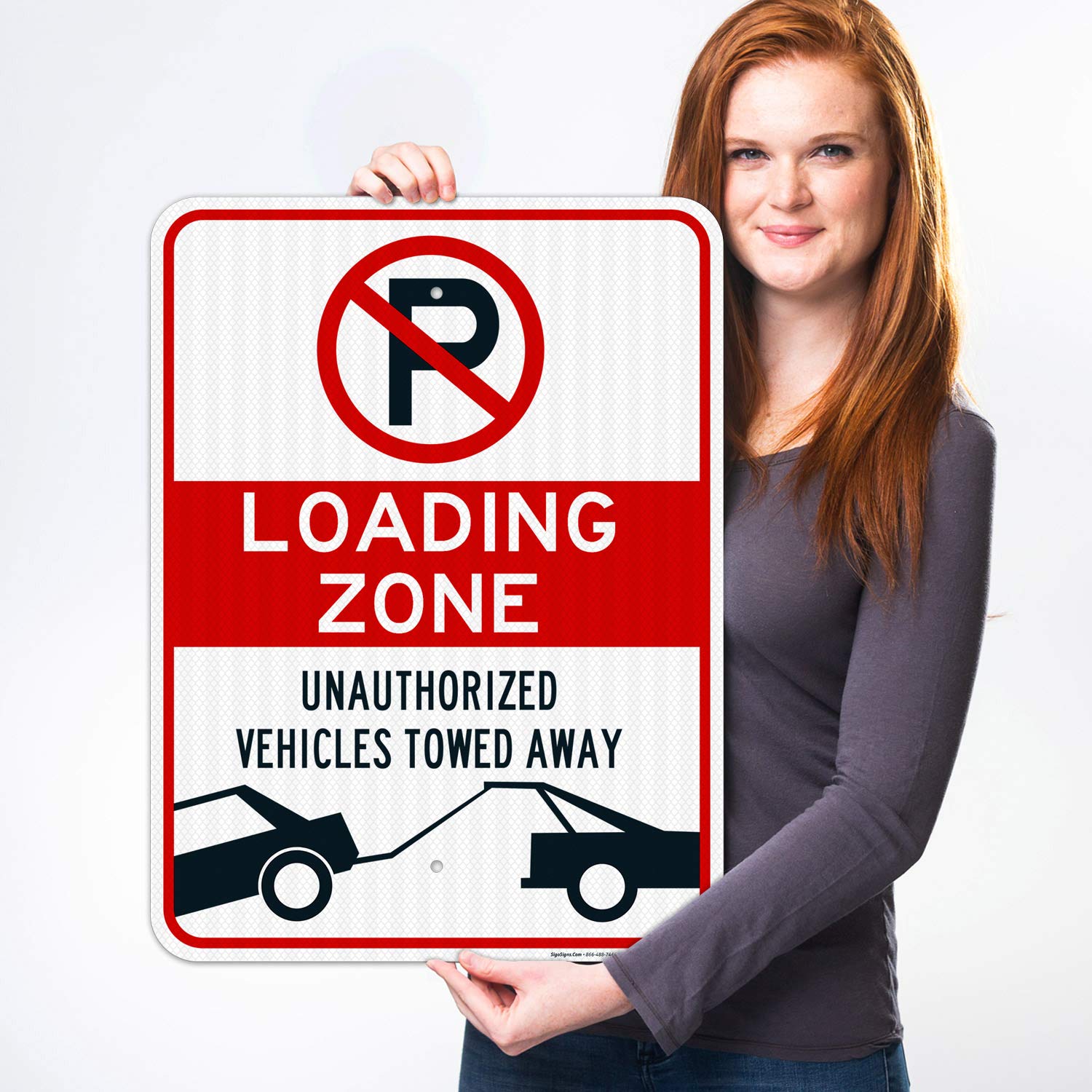 No Parking Sign - 18x24 Inches, 3M EGP Reflective Aluminum, Fade Resistant - Loading Zone & Restricted Area Signs for Indoor/Outdoor Use - Easy Mounting, Made in USA - Perfect for Warehouses, Parking Lots & Construction Sites
