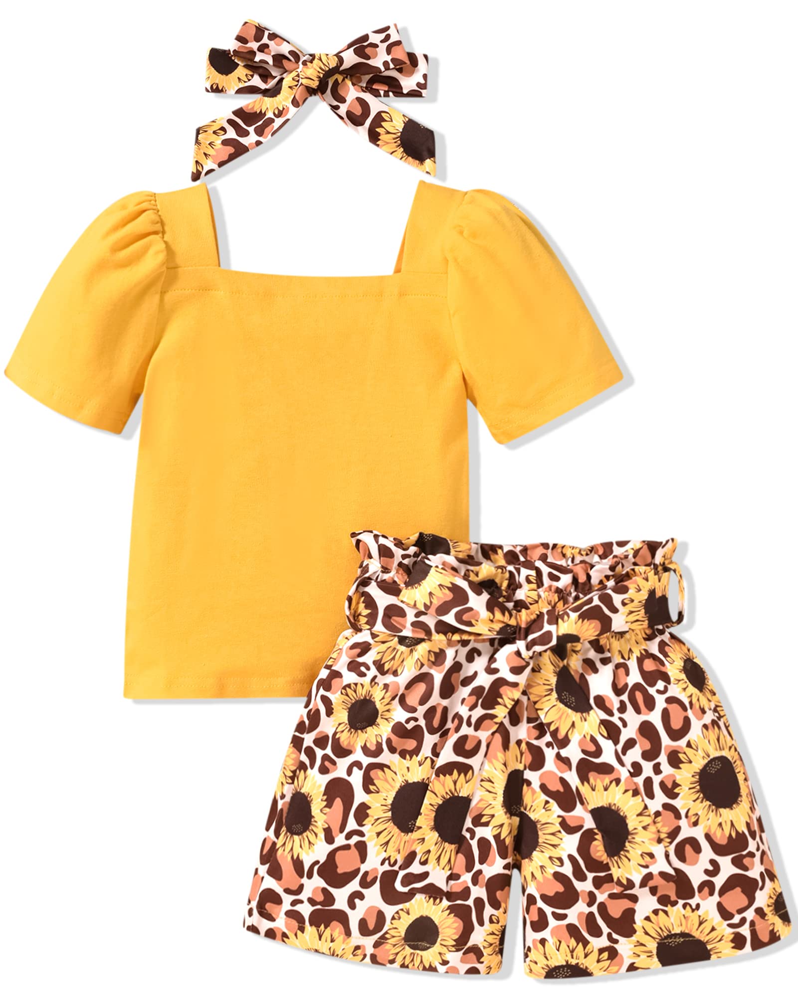 Fioukiay Toddler Girls Summer Clothes Outfit - Cute Short Sleeve Top & Shorts Set for Baby Girls 1-3 Years | Perfect for Playtime, Beach & Outdoor Activities