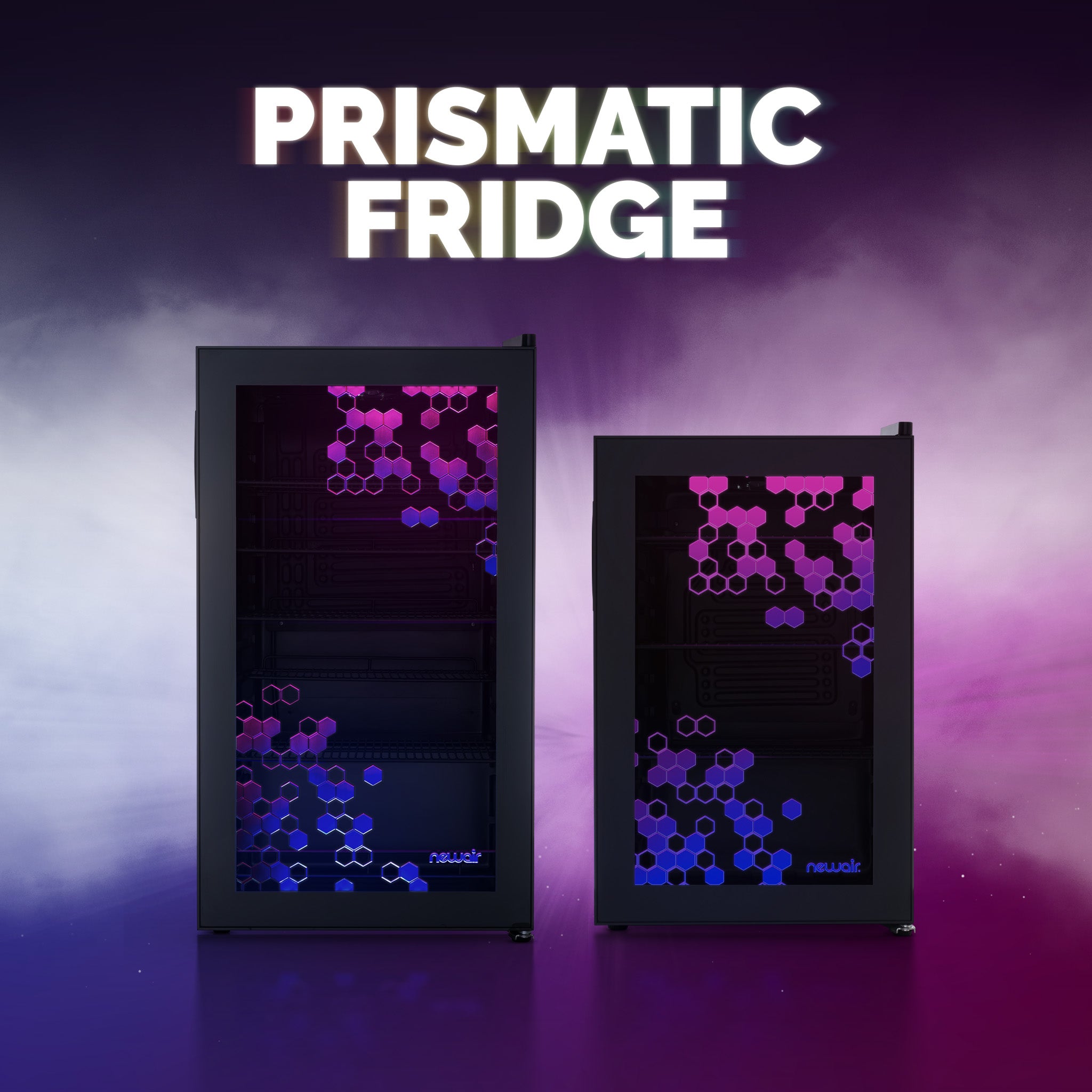 Newair® Prismatic™ Series 85 Can Beverage Refrigerator - Compact 18.7 Inch Mini Fridge for Beer, Soda & Wine - Perfect for Home Bar, Office, Dorm Room & Game Room