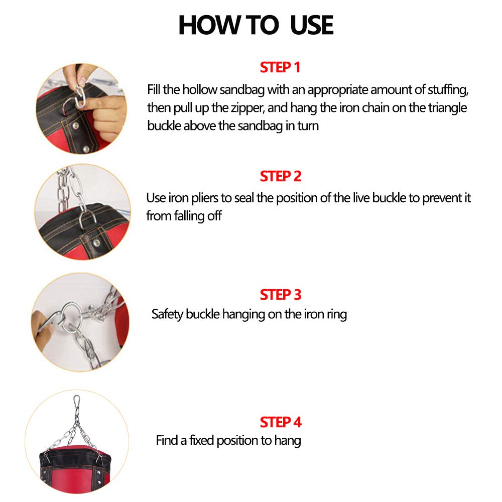 SFEEXUN Heavy Punching Bag Set for Men, Women & Kids - Unfilled Boxing Bag with Gloves, Chain & Ceiling Hook - Perfect for MMA, Kickboxing, Muay Thai, Karate & Taekwondo Training - Ideal for Home Gym, Garage or Backyard Workout