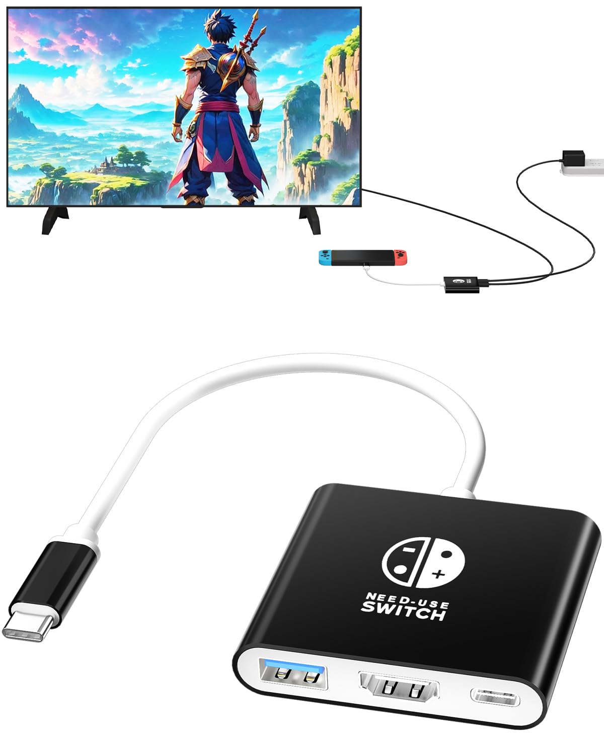 Nintendo Switch & OLED Dock - Portable TV Docking Station with USB C to HDMI Adapter for Steam Deck, MacBook & Laptop | Travel-Friendly Switch Base Accessories | Perfect for Gaming at Home or On-The-Go (Black)