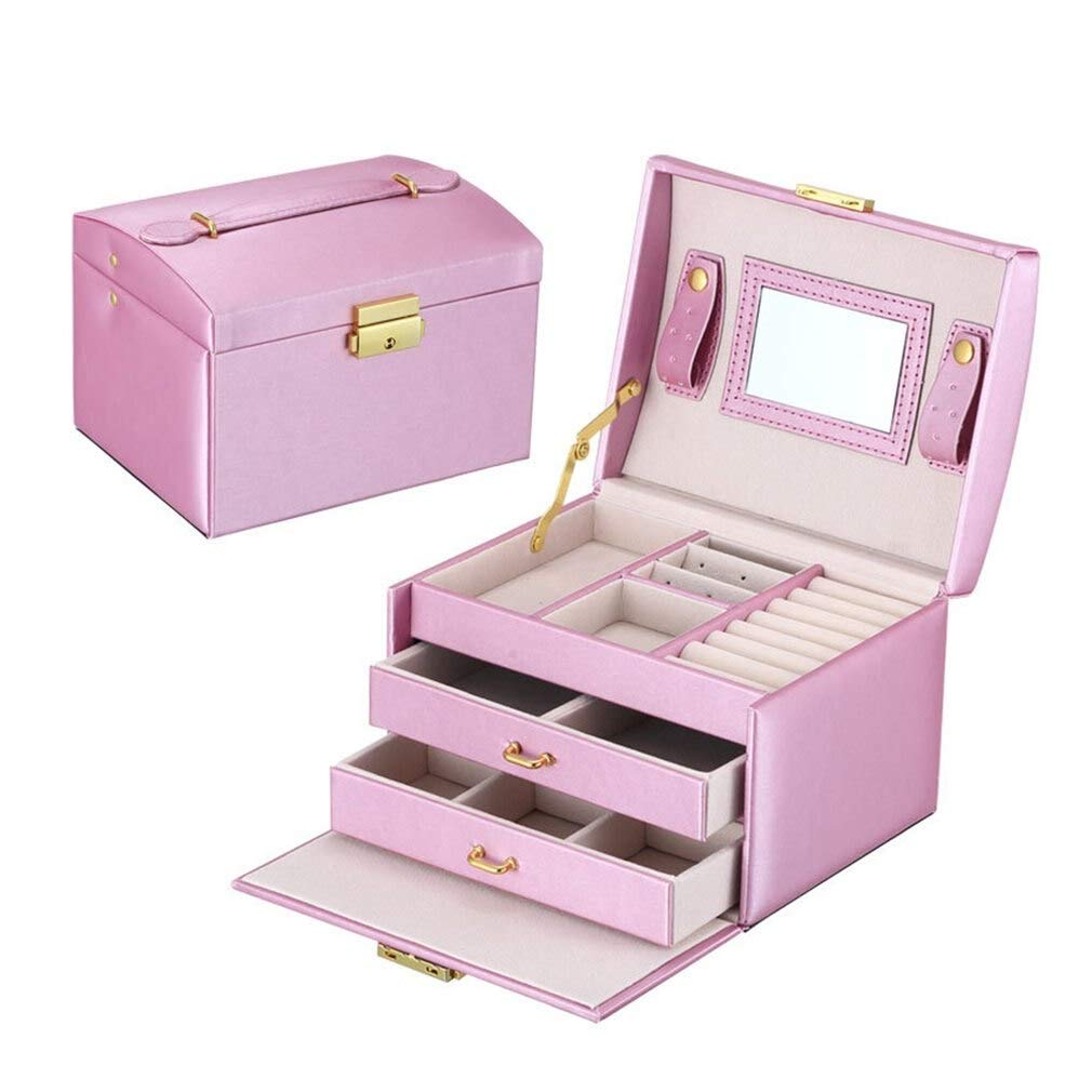 Luxury 3-Layer PU Leather Watch Box with Double Drawers - Jewelry Storage Organizer for Necklaces, Bangles & Watches - Elegant Princess Jewelry Box (Color: 05) - Perfect for Bedroom Vanity, Travel & Gift Giving