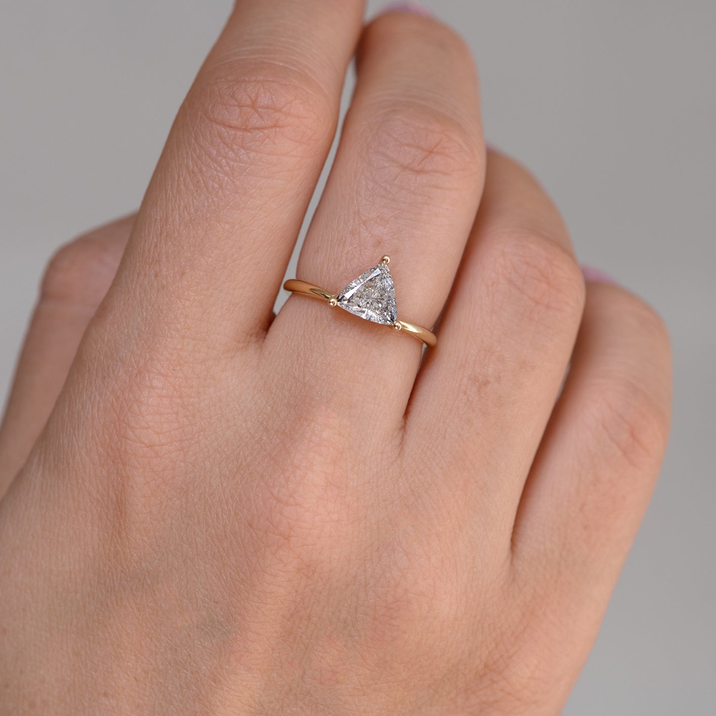 Unique Solitaire Engagement Ring with Salt & Pepper Triangle Diamond - Handcrafted One-of-a-Kind Jewelry for Proposal, Anniversary & Special Occasions