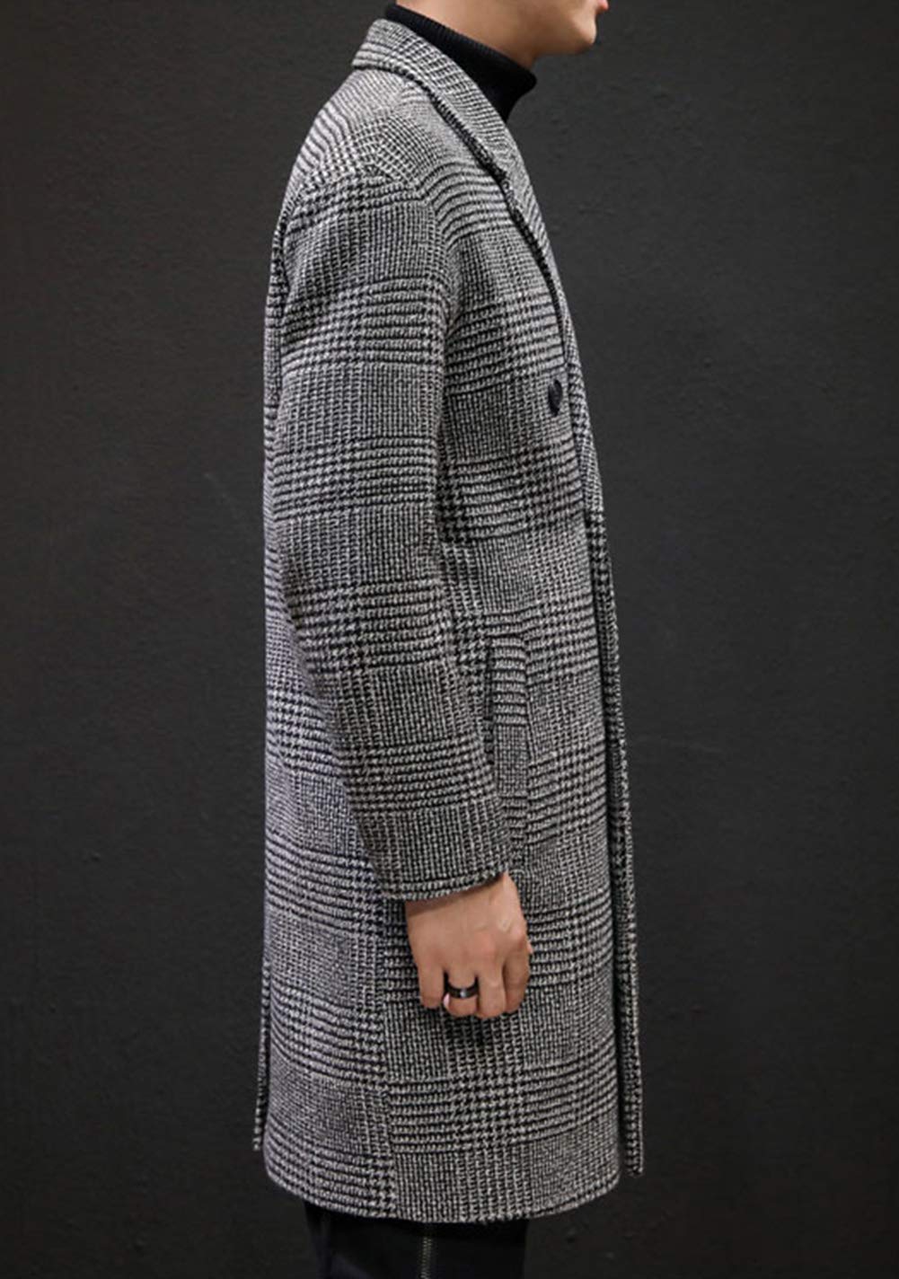 Men's Stylish Double Breasted Wool Pea Coat - Winter Plaid Overcoat for Office & Formal Wear | Perfect for Business Meetings, Work Attire & Cold Weather