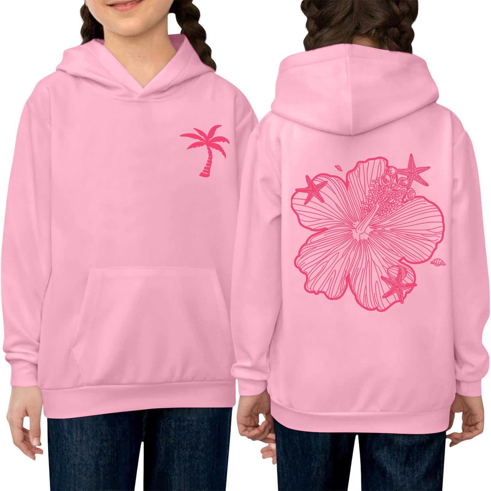 Kids Fleece Hoodie with Pink Pom Puff & Graphic Logo - Warm Winter Pullover for Boys and Girls | Toddler Long Sleeve Sweatshirt for Outdoor Play, School & Holiday Gifts