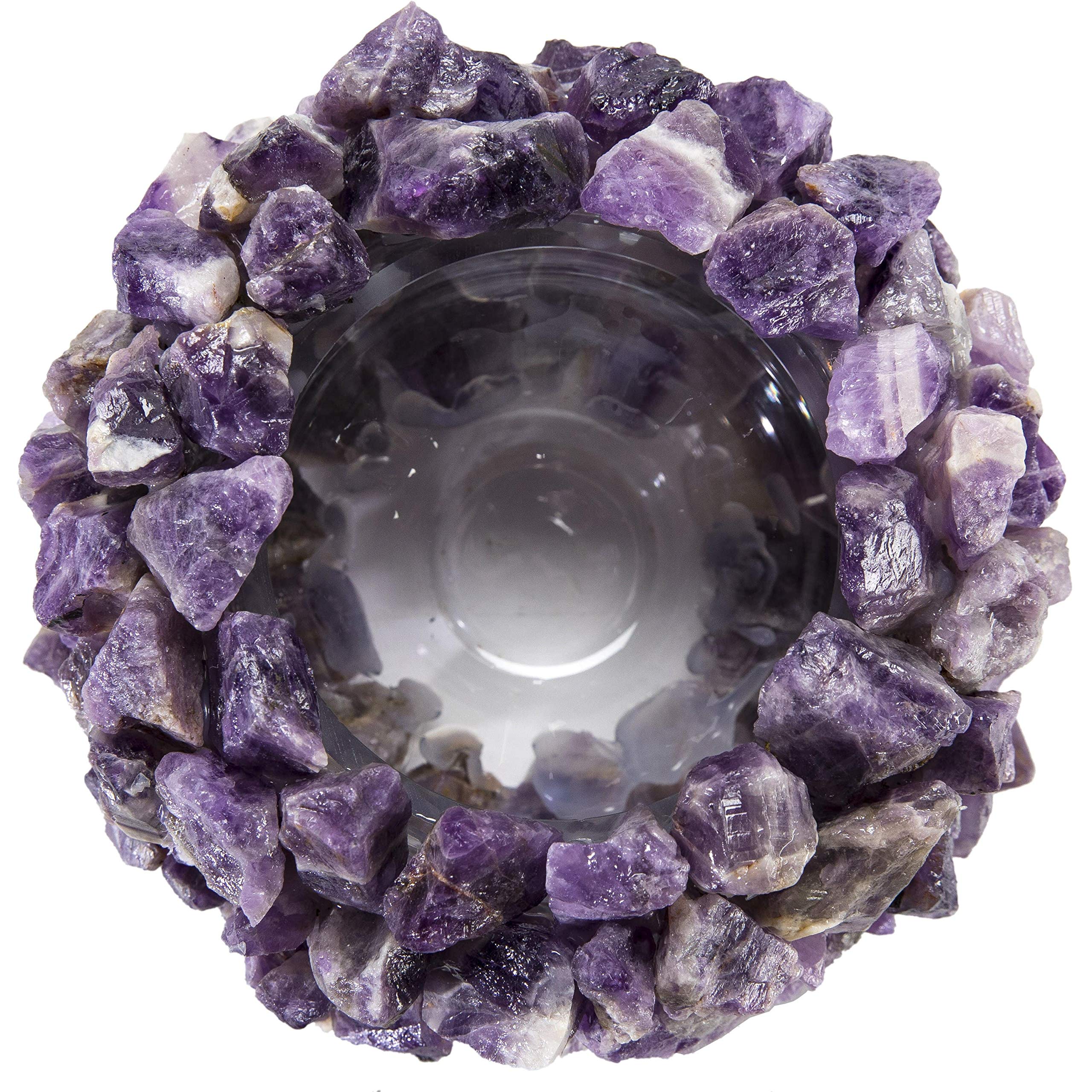 KALIFANO Natural Amethyst Cluster Crystal Vase - Handcrafted Decorative Geode with Healing Properties | High Energy Elestial Amethyst for Home Decor, Meditation & Spiritual Healing