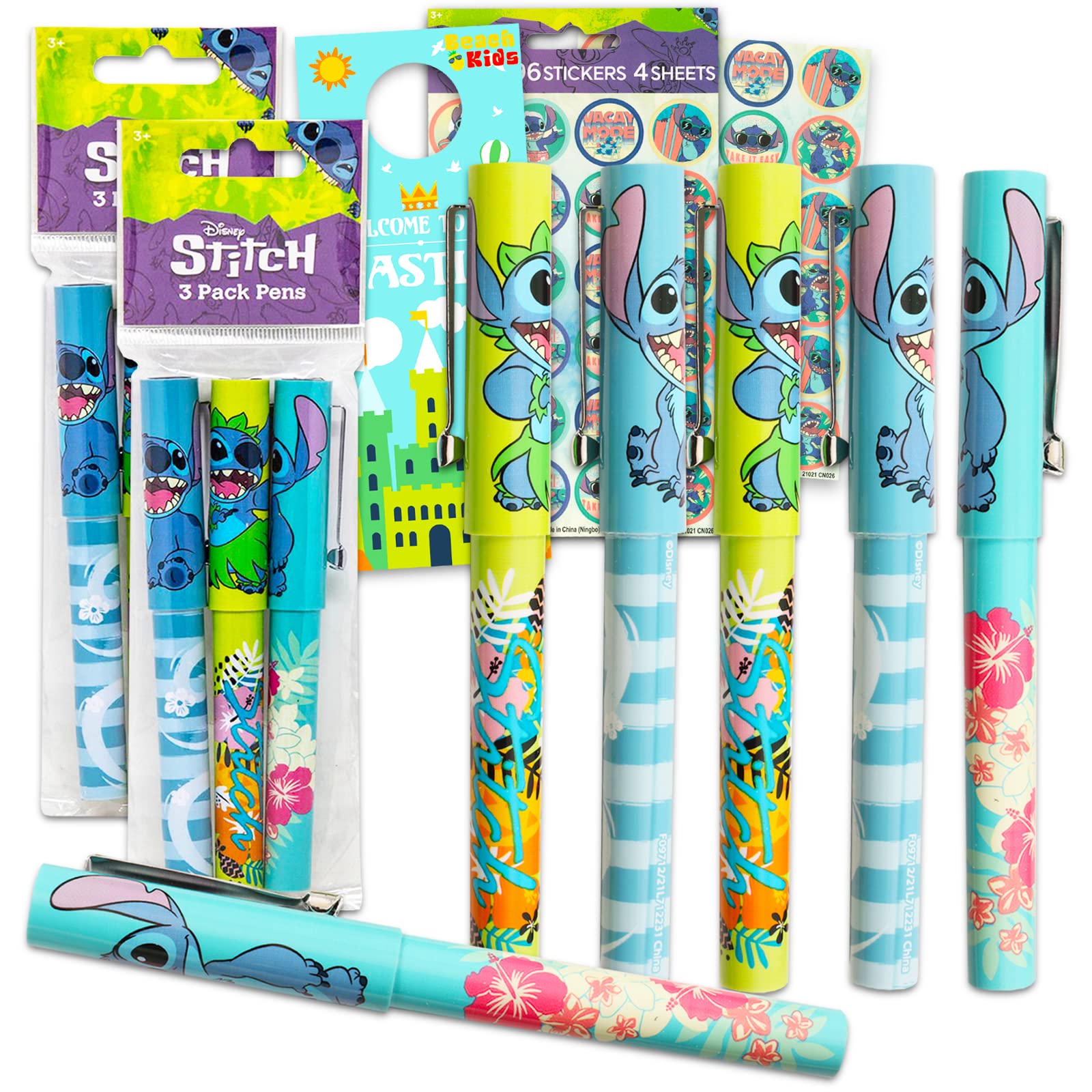 Disney Stitch 6-Pack Party Supplies Bundle with Pens & Temporary Tattoos for Kids & Adults - Perfect for Lilo and Stitch Themed Birthday Parties, School Events & Cosplay Accessories