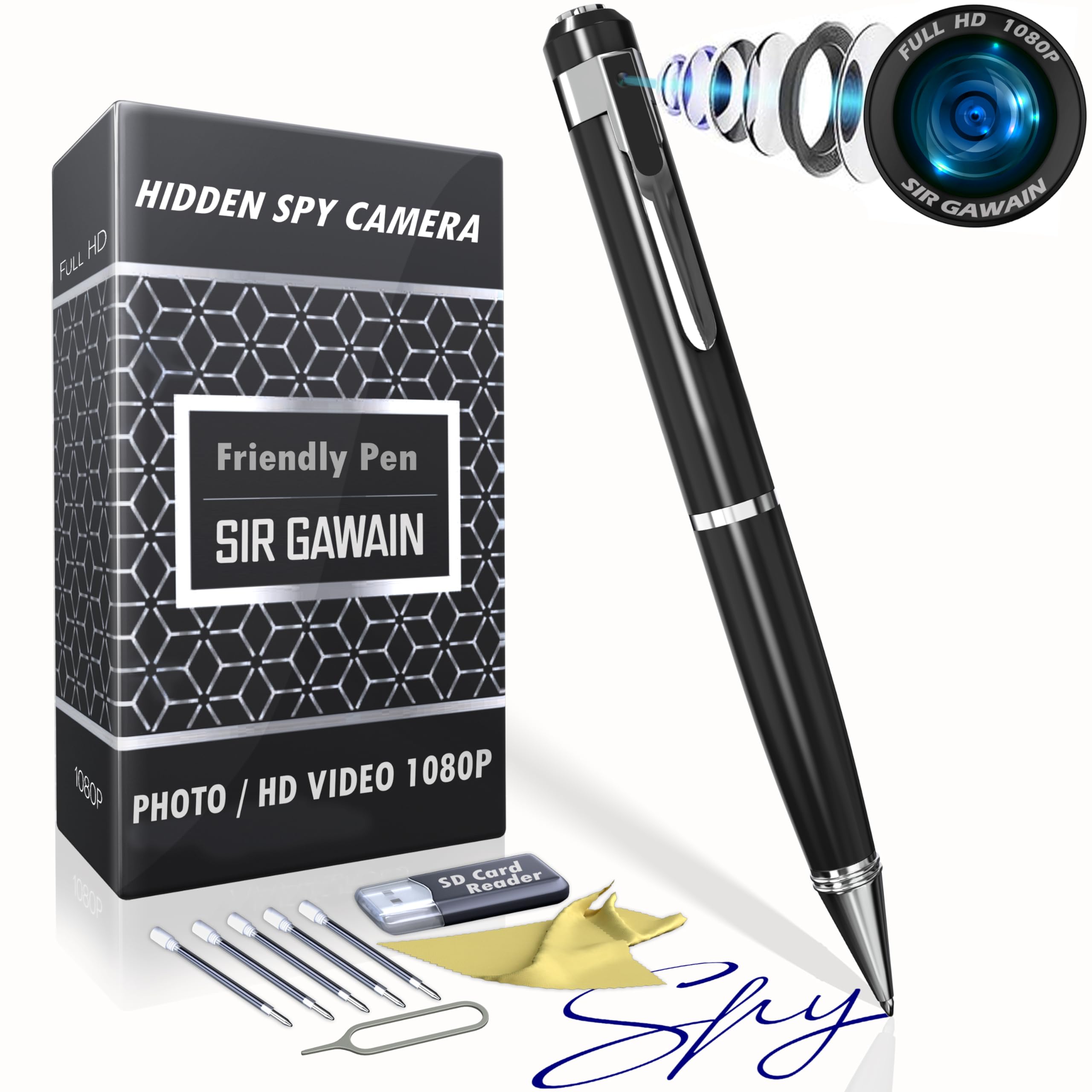 1080P Hidden Spy Camera Pen - Full HD Nanny Cam with Loop Recording & Picture Taking - Wireless Rechargeable Security Camera with Wide Angle Lens | Perfect for Home Surveillance, Office Monitoring & Covert Recording