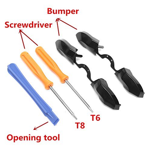 5PCS Solid Black LB RB Bumpers Triggers Buttons with T8 T6 Screwdrivers - Replacement Parts for Xbox One Elite Controller - Perfect for Gaming Repair & DIY Maintenance