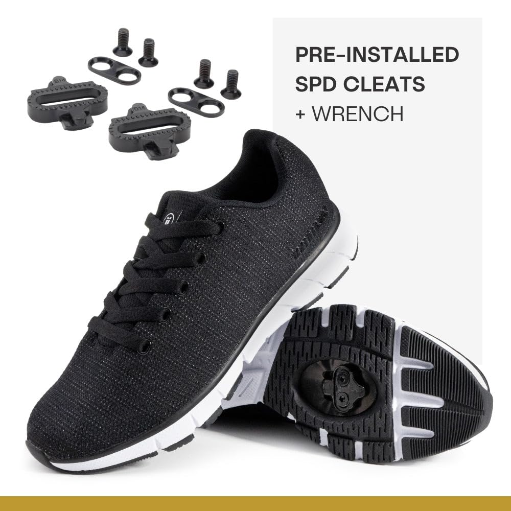 Tommaso Men's Indoor Cycling Shoes - SPD Compatible Gravel & Road Bike Shoes - Walkable Design with Pre-Installed Cleats - Perfect for Indoor Training, Outdoor Rides & Commuting
