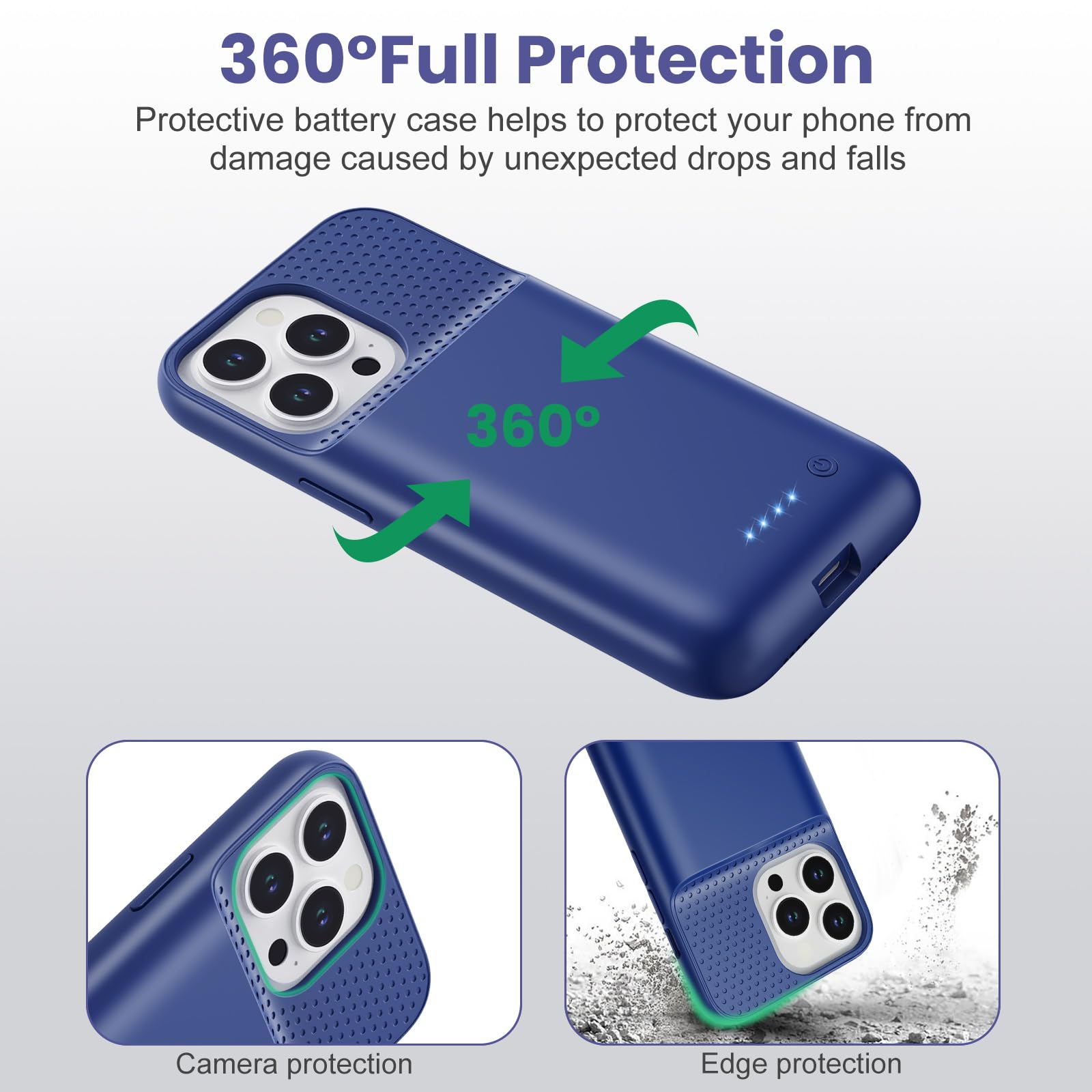 7500mAh Ultra-Slim iPhone 13/13 Pro/14 Battery Case - Protective Charging Cover with Portable Rechargeable Power Bank (Blue) | Perfect for Travel, Outdoor Activities & Emergency Charging