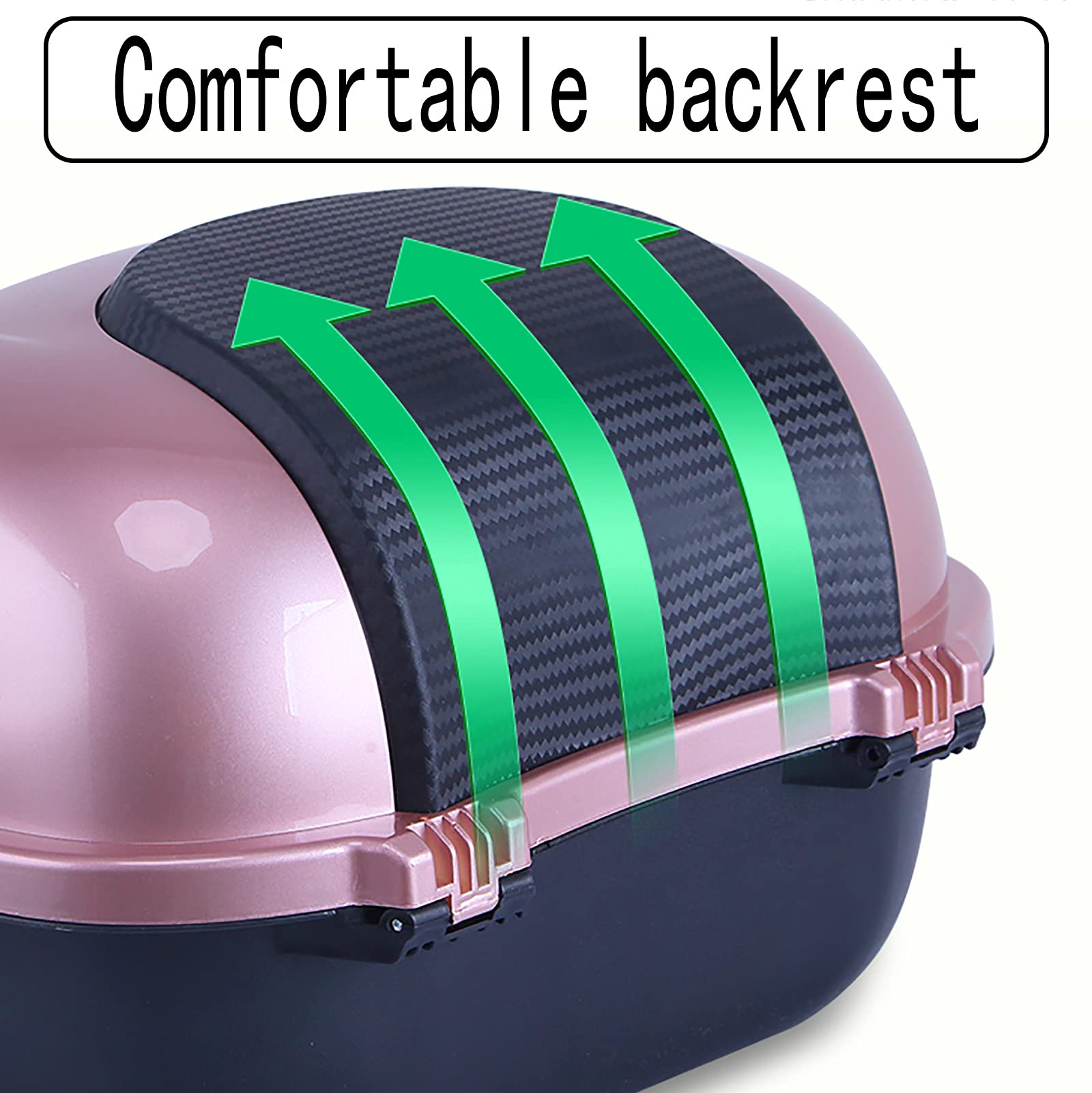 Universal Motorcycle Touring Top Box - Durable Scooter Tail Trunk Luggage Storage with Backrest & Helmet Storage | Waterproof Travel Case for Harley, Honda, Yamaha | Perfect for Road Trips & Commuting (Purple)