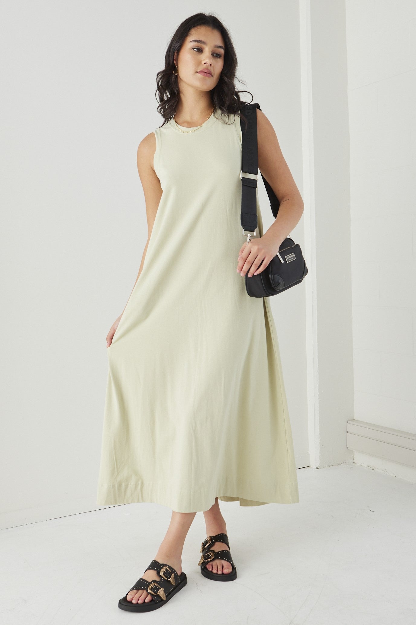 Base Sage Knit Swing Dress - Women's Casual Flowy Midi Dress for Everyday Wear, Date Night & Office Outfits