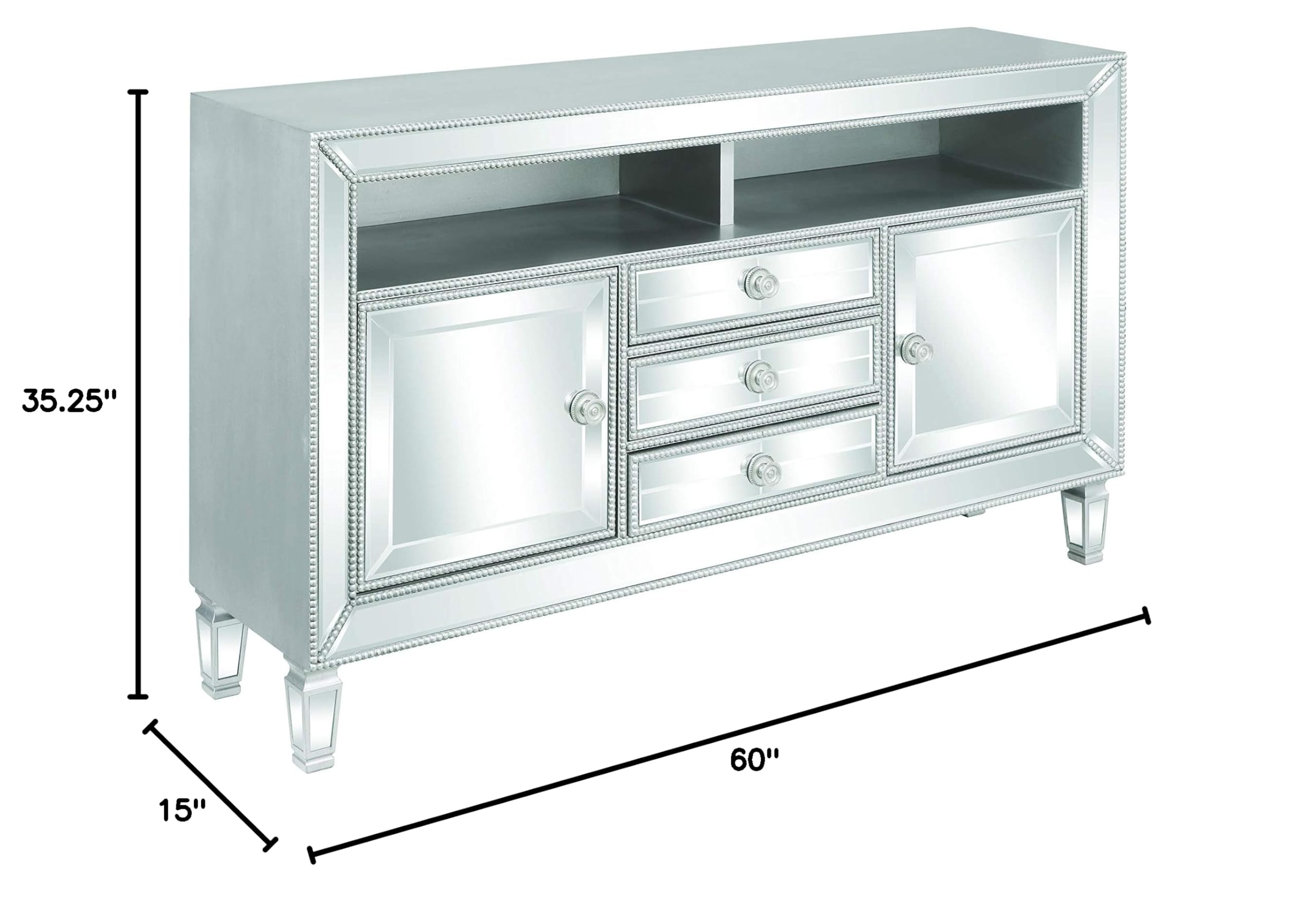 Coaster Home Furnishings 60 Inch TV Stand with Storage - Modern Entertainment Center for Living Room, Bedroom & Home Theater