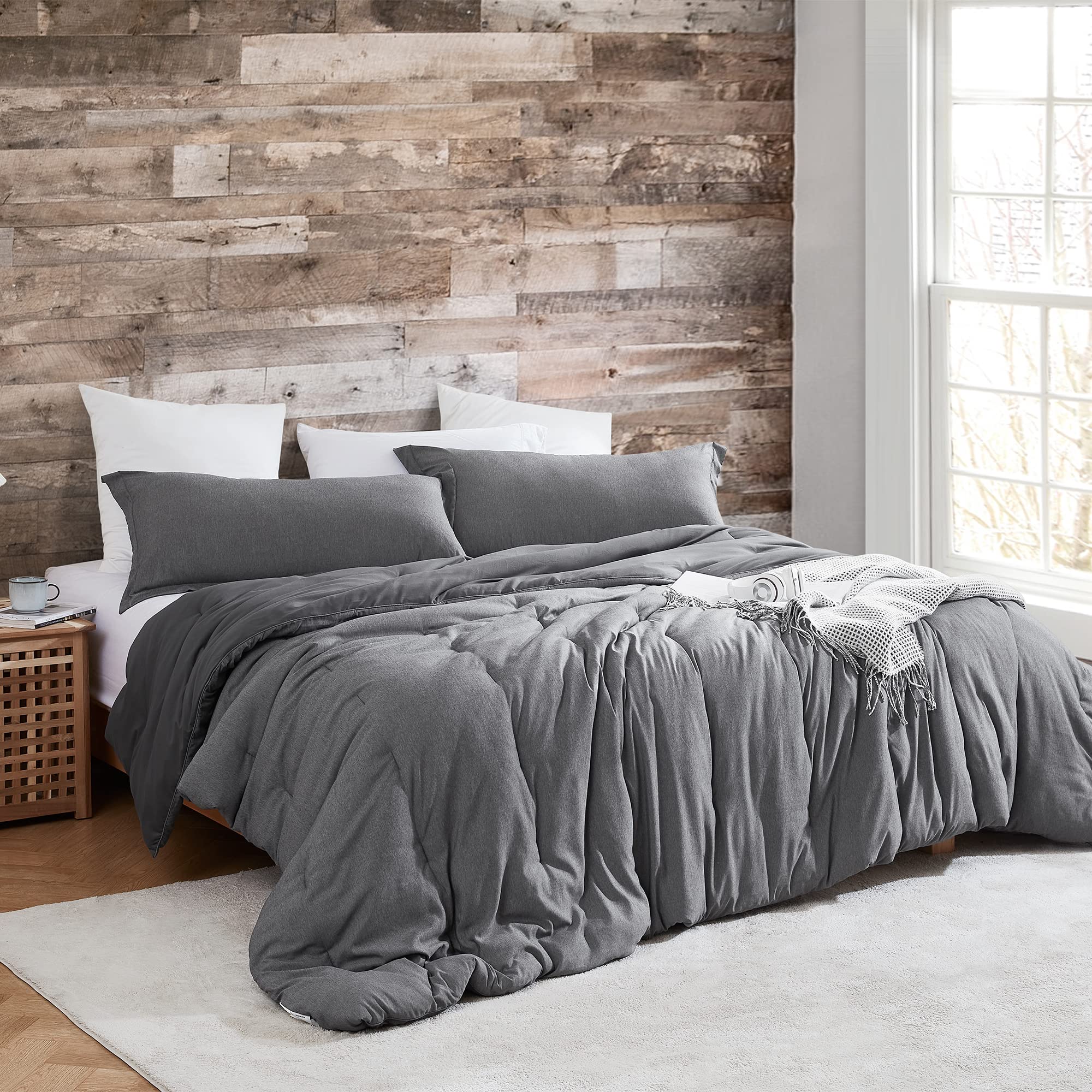 Byourbed Yoga Pants® - Coma Inducer® Oversized King Cooling Comforter Set in Steel Gray | Ultra Soft Breathable Bedding for Hot Sleepers & All-Season Comfort