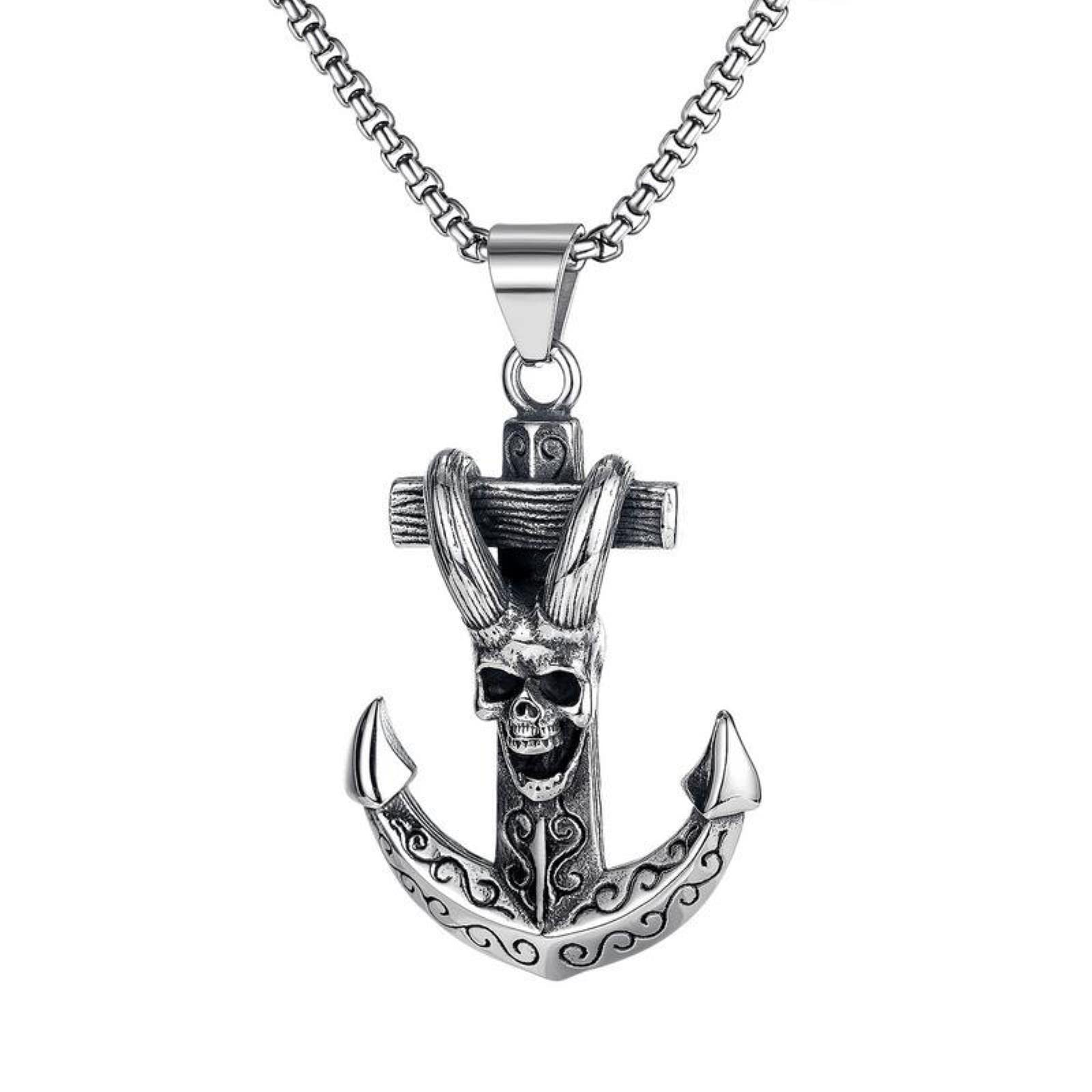 Stylish Anchor Metal Pendant Necklace for Men - Punk Hip Hop Gothic Motorcycle Fashion Accessory - Perfect for Biker Outfits, Streetwear & Rock Concerts
