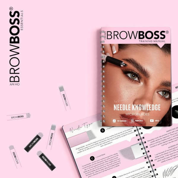 OHMYBROW BOSS Microblade Eyebrow Pen & Stencil Kit - Professional Waterproof Eyebrow Makeup Set for Natural Looking Brows - Perfect for Daily Use, Special Occasions, and Salon Professionals