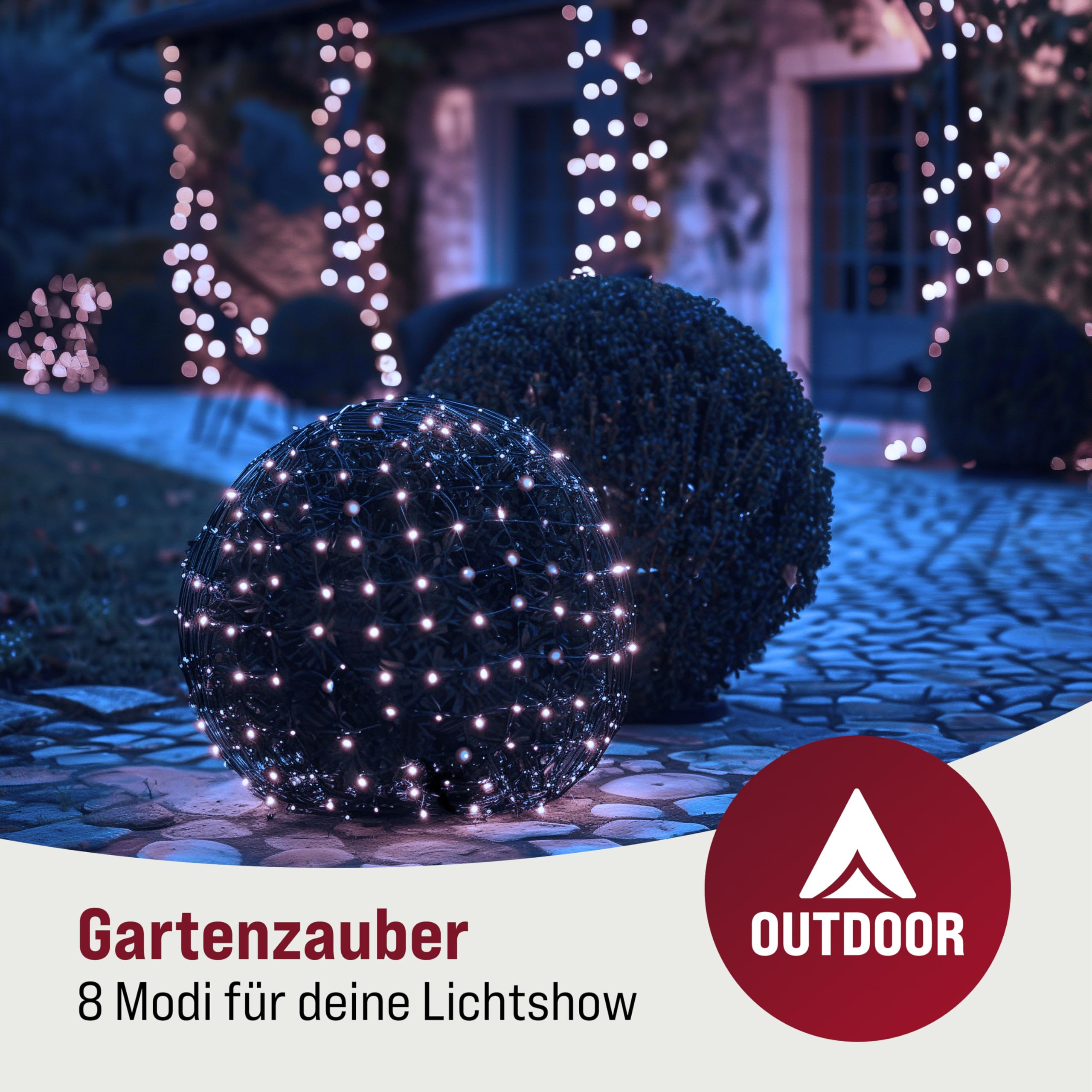 Monzana® 100 LED Fairy Lights with Remote Control, Timer, 8 Lighting Modes & Dimmable - IP44 Waterproof for Indoor/Outdoor Christmas Decorations - 120x120cm White String Lights for Bedroom, Garden, Party, Wedding