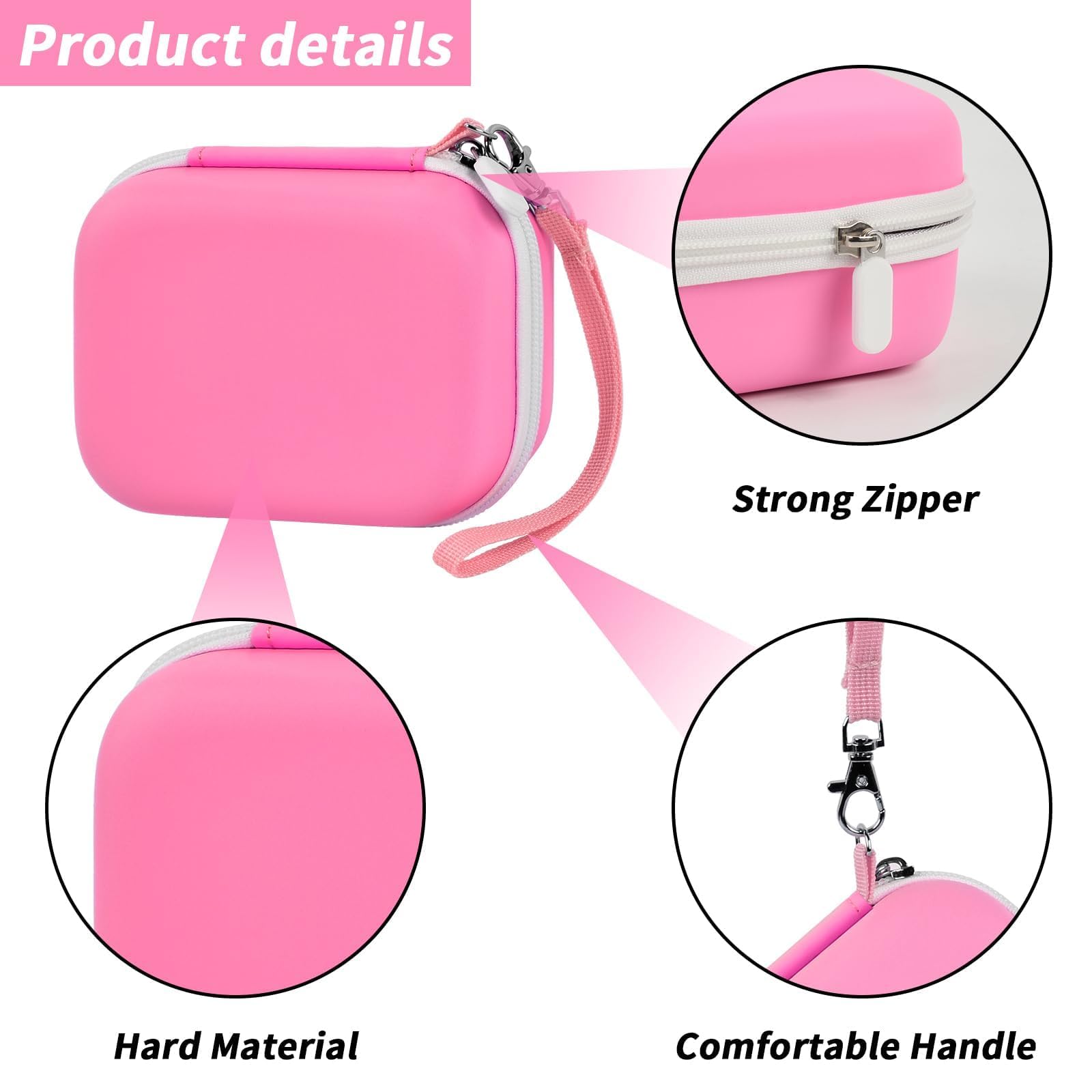 Phomemo M02/T02/M02S/M02 Pro/Q30S/M02X Compatible Case - Pink Portable Storage Holder for Inkless Sticker Photo Printer, Label Maker & Accessories | Perfect for Travel, Office & Home Organization