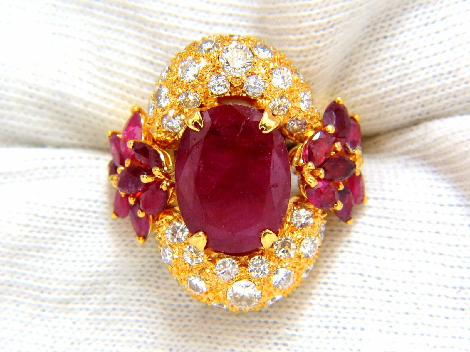 11.00CT Natural Oval Red Ruby & Diamond Cocktail Ring in 14K Gold - Elegant Jewelry for Parties, Weddings & Special Occasions