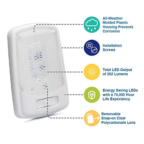 Lumitronics RV LED Interior Lights - 12V LED Camper Ceiling Light Fixture with Switch & Removable Lens - Perfect for RV, Camper Van, and Travel Trailer Lighting Upgrades