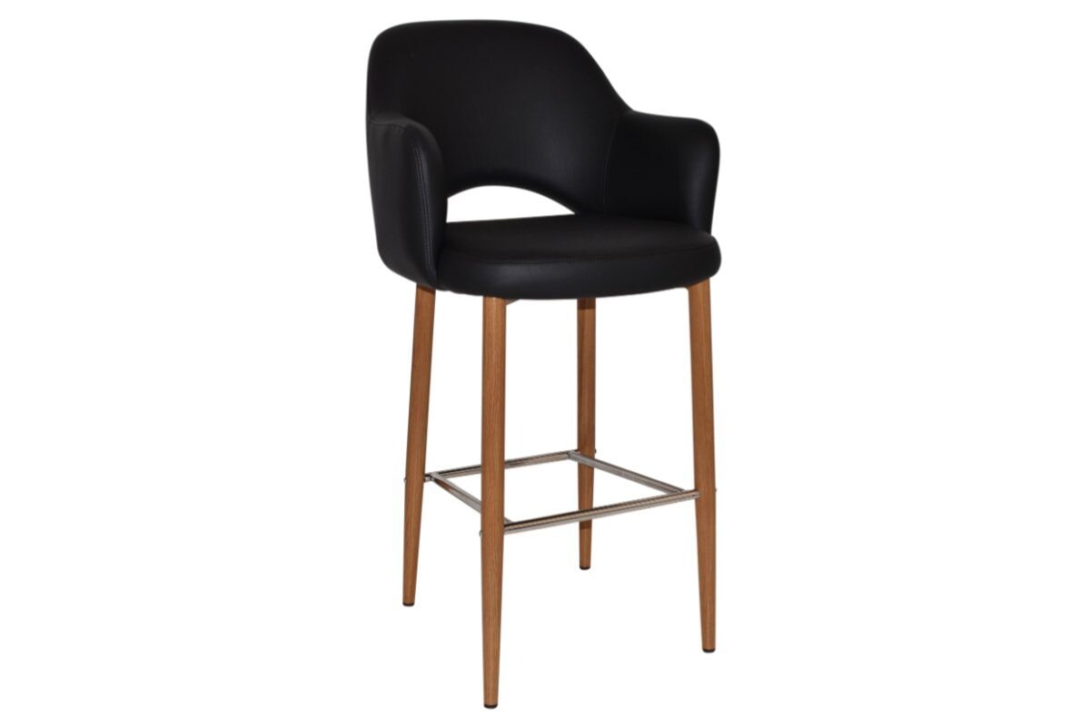 EZ Hospitality Avalon Stool with Arms - Light Oak Finish - 750mm Seat Height - Perfect for Kitchen Islands, Bars & Commercial Settings