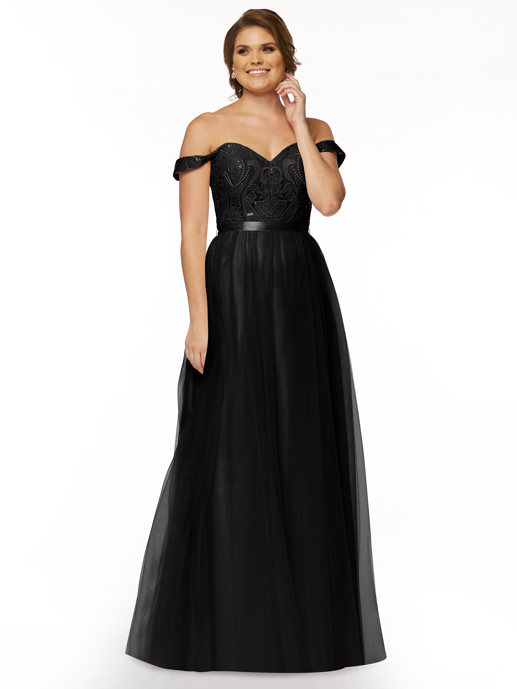 Elegant Off-the-Shoulder Sequin Lace A-Line Bridesmaid Dress - Perfect for Weddings, Prom & Formal Events