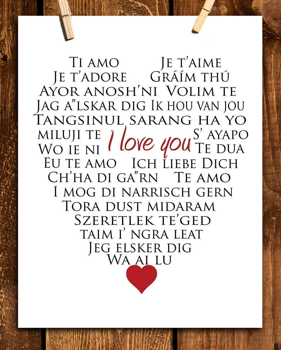 Global Love Languages Wall Art Print - Inspirational Spiritual Home Decor for Bedroom & Office - Romantic Gift for Partner, Newlywed, Spouse - Unframed 8x10 Inch - Perfect for Valentine's Day, Anniversary & Wedding Decor